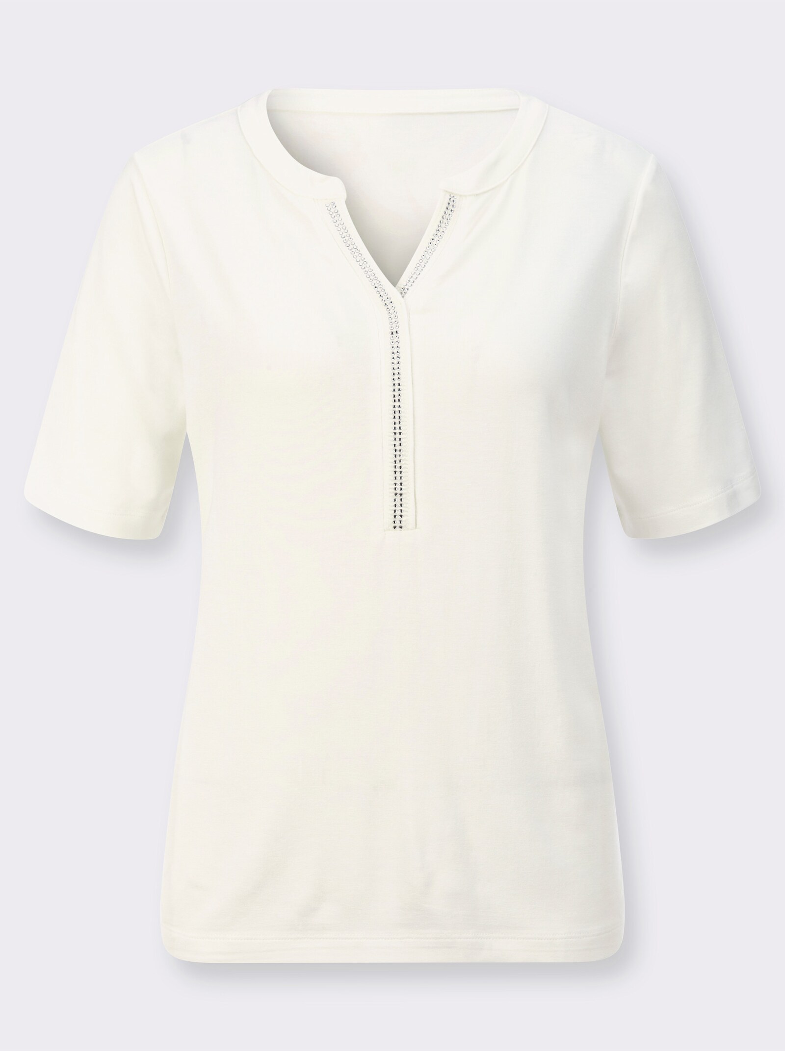 Kurzarmshirt mit Seitenschlitzen - ecru