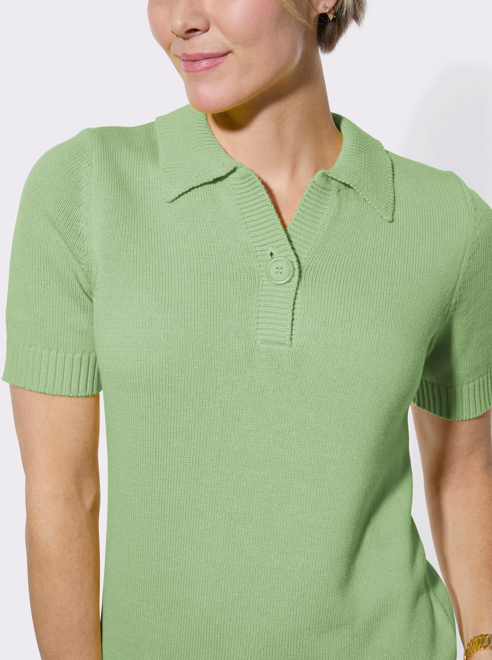 Polopullover mit Rippabschlüssen - reseda