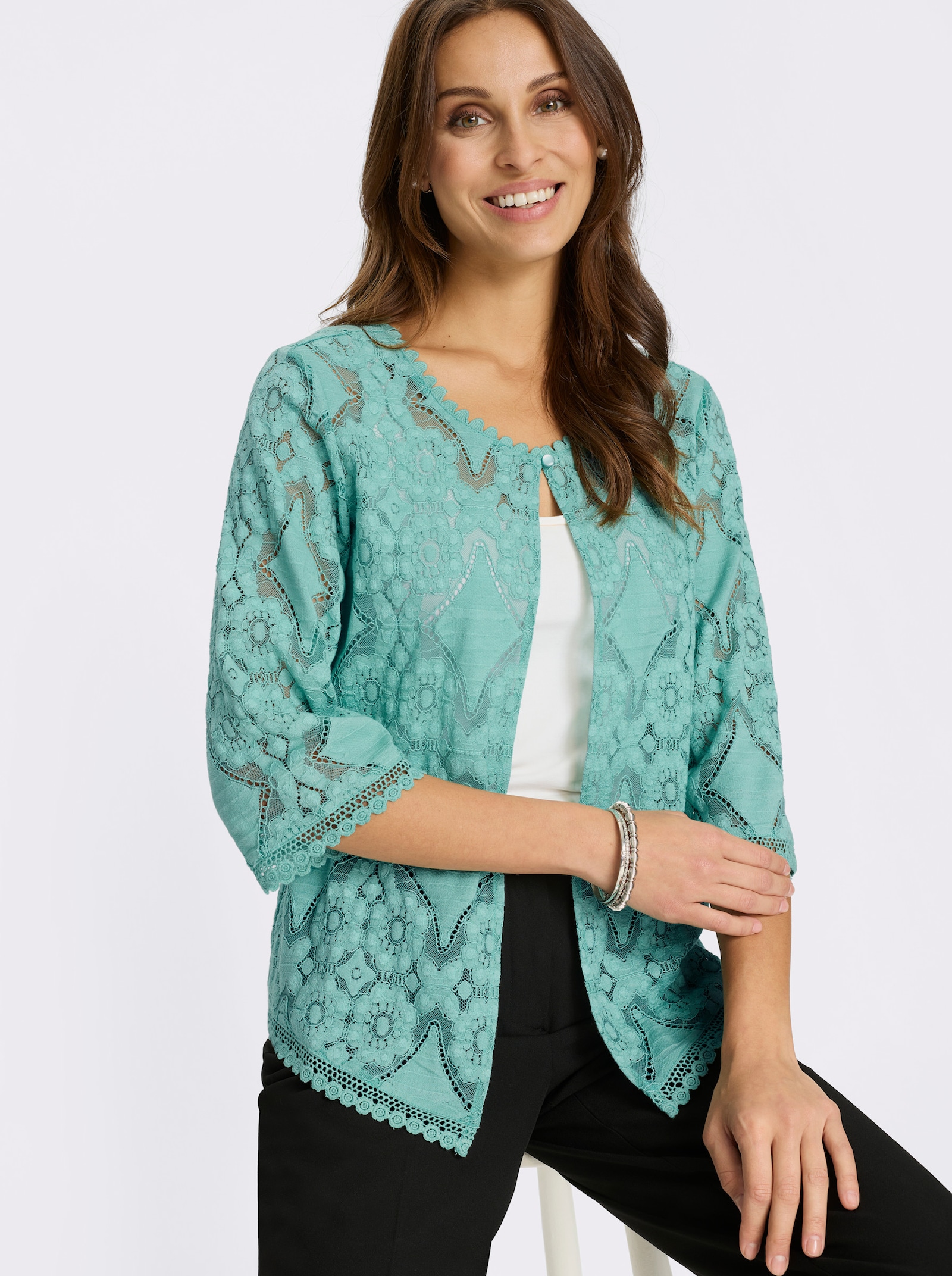 Blusenbolero aus Spitze - salbei