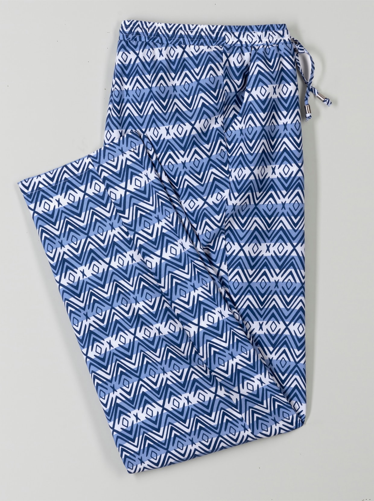 comfortbroek - jeansblauw/wit geprint
