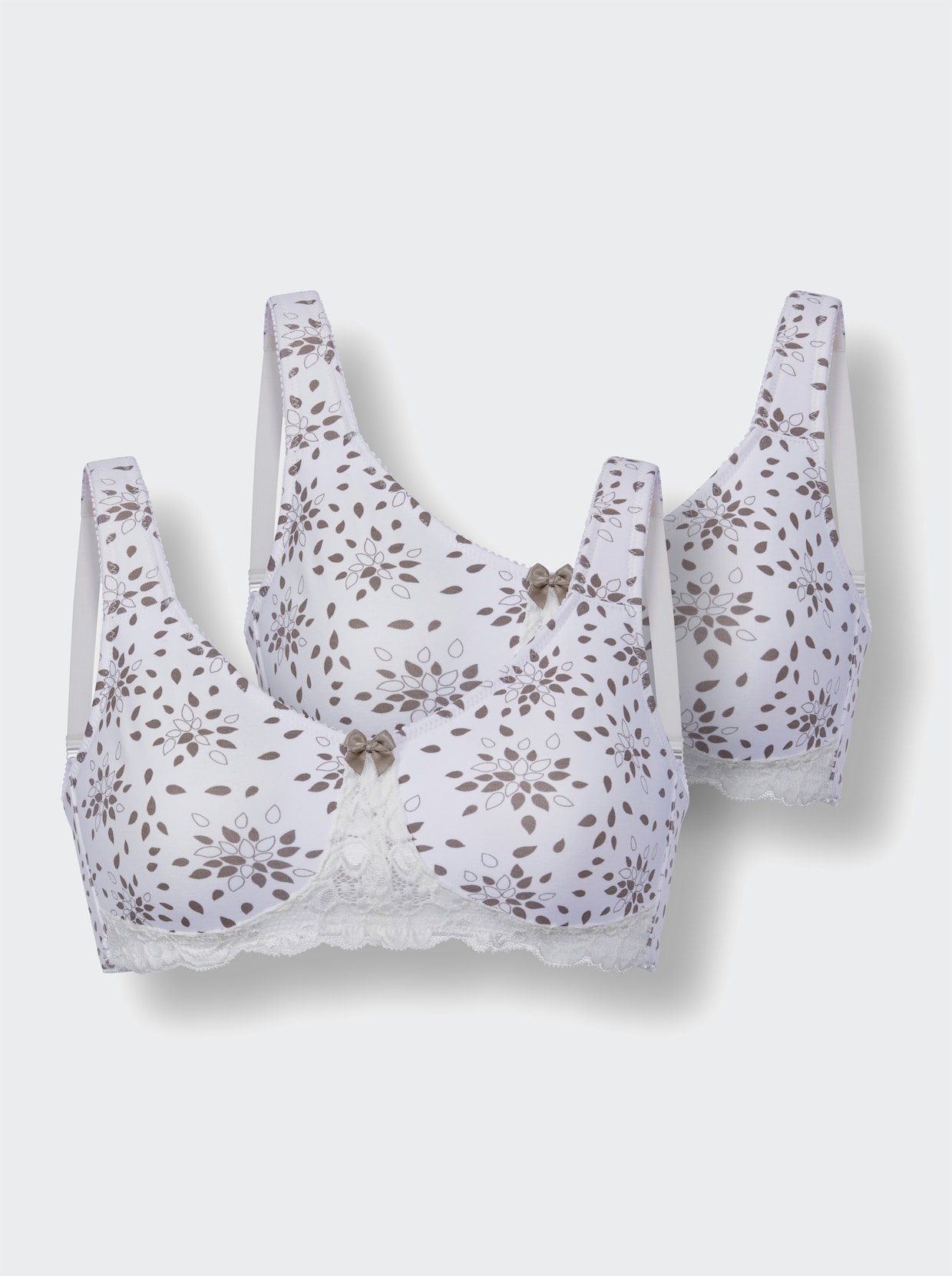 wäschepur Soutien-gorge large sans armatures - blanc-taupe imprimé