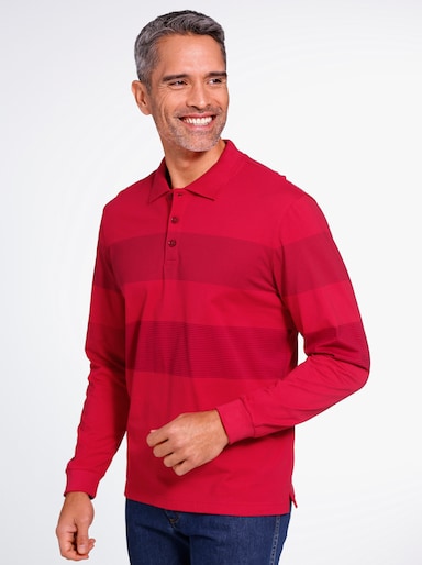 Langarm-Poloshirt - rot-dunkelrot