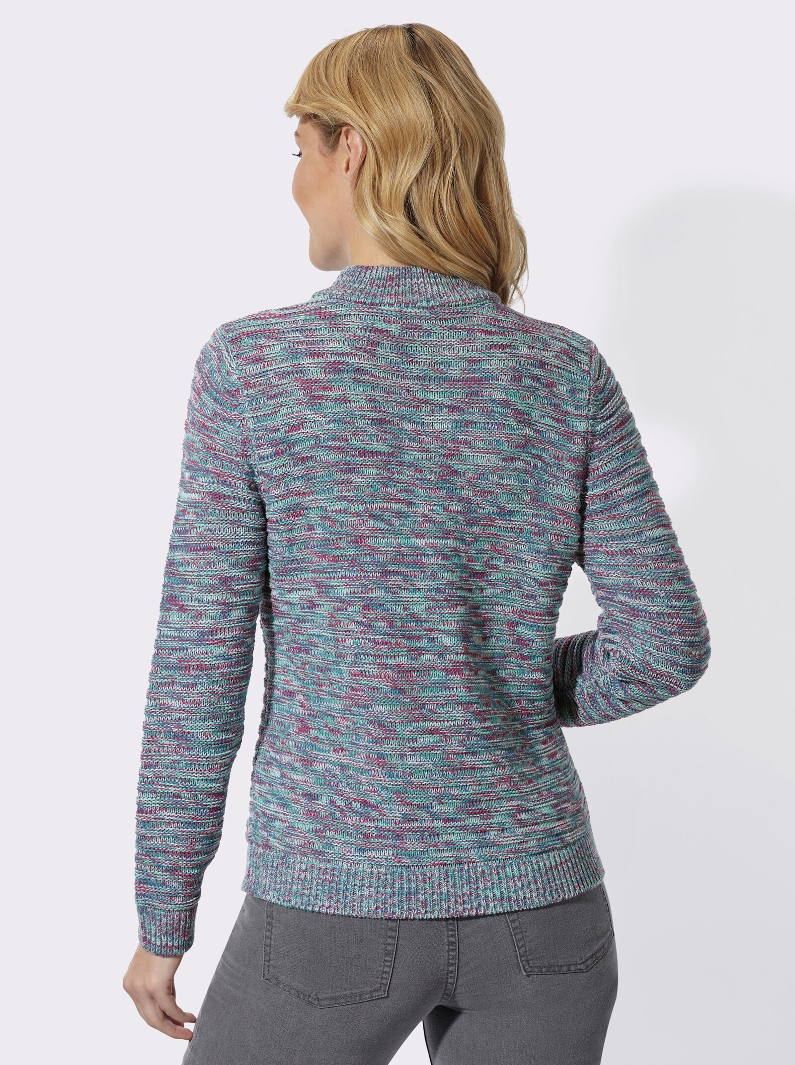 Stehkragenpullover in Melange-Optik - topas-erika-meliert