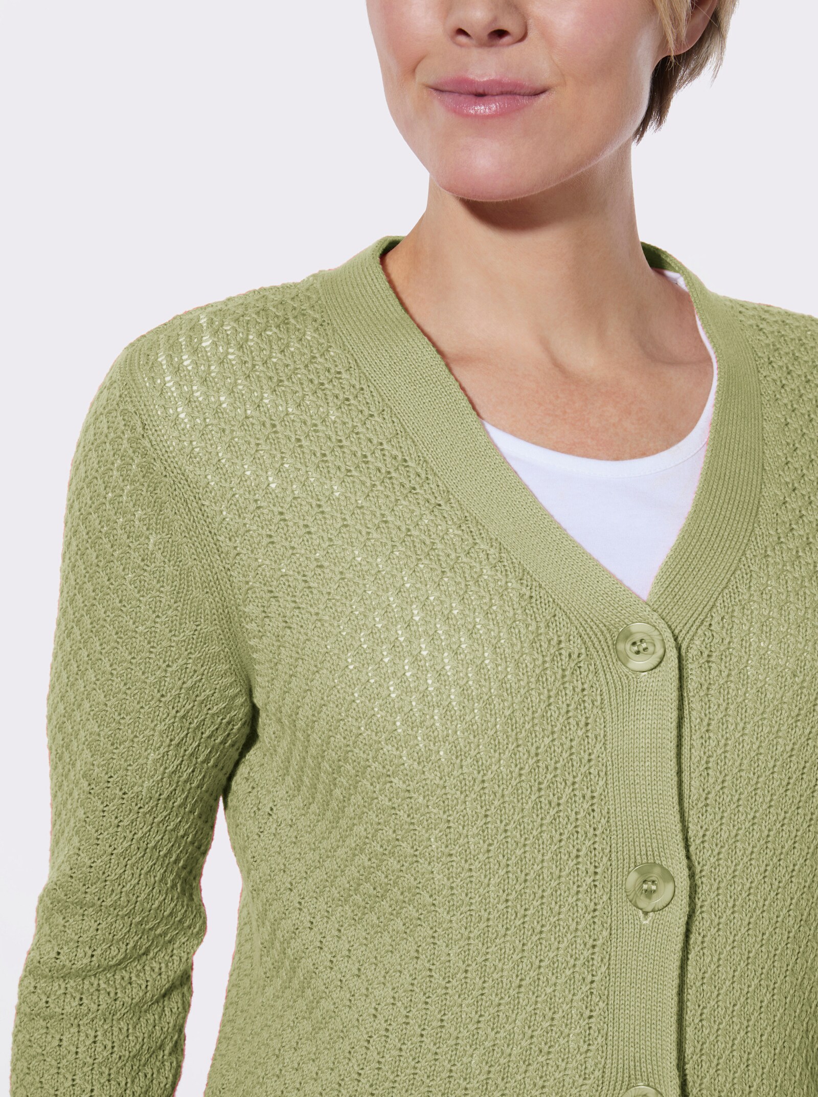 Strickjacke mit Rautenmuster - lindgrün