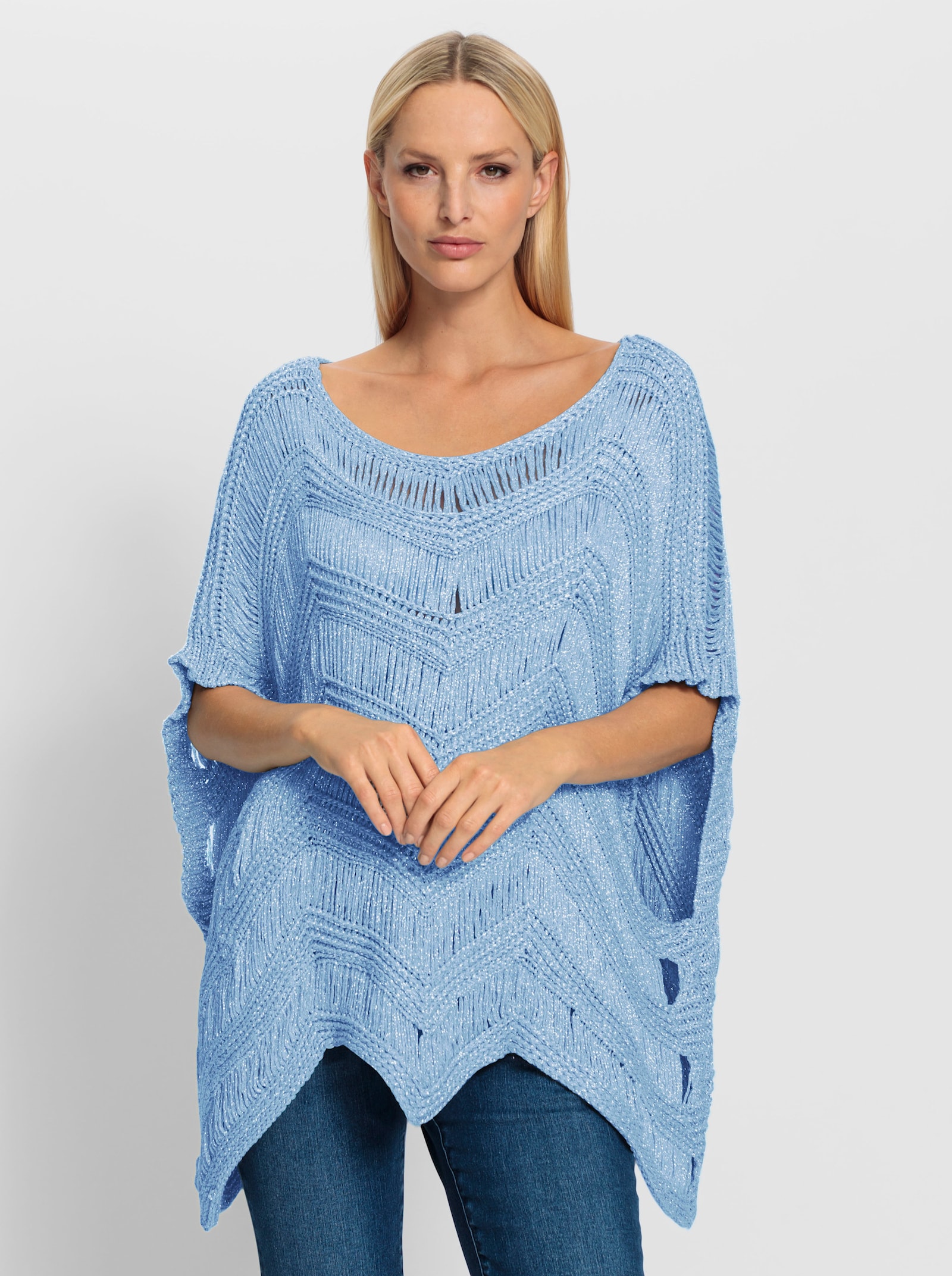 heine Oversize-Pullover mit Glanzgarn - eisblau