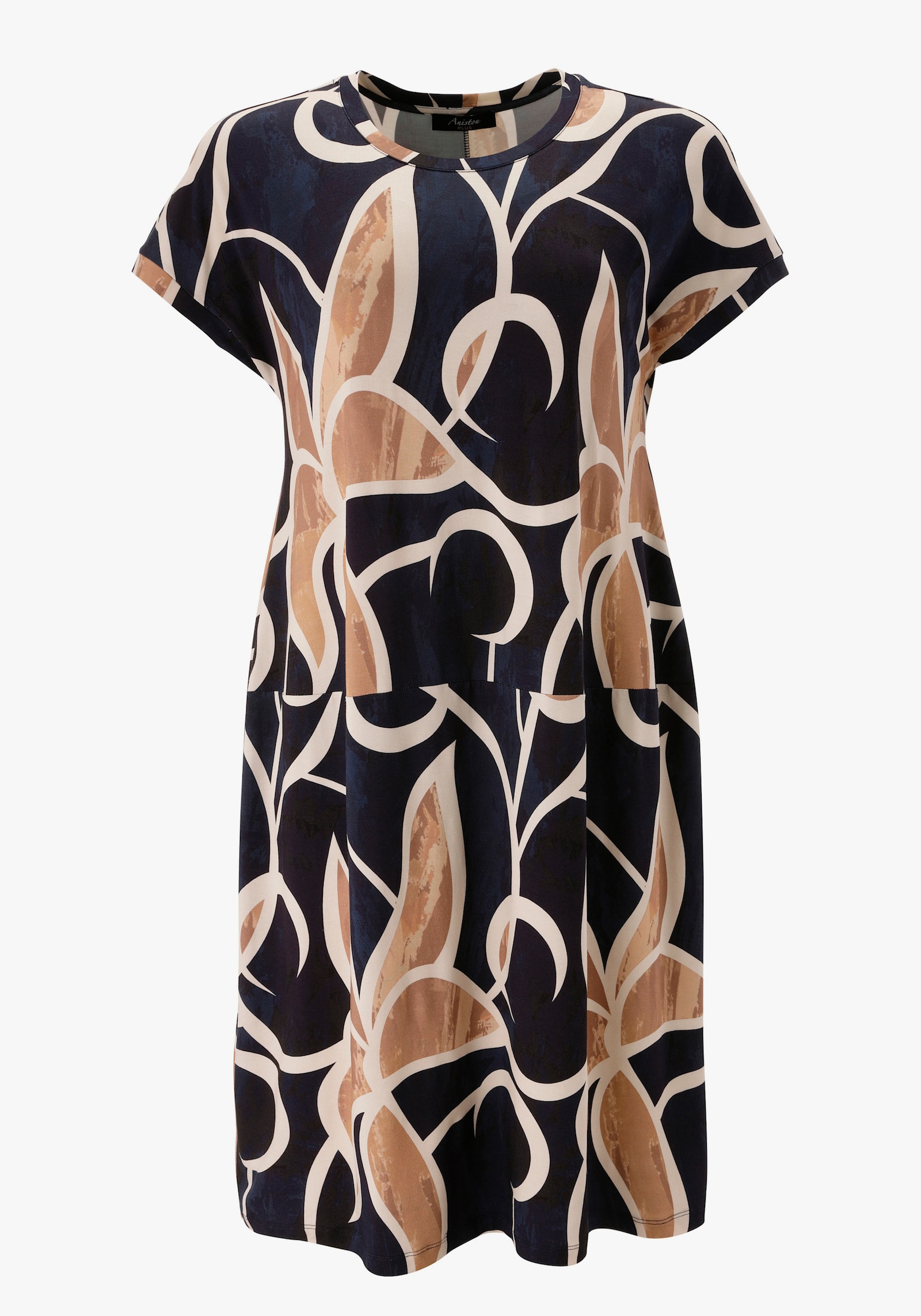Aniston PLUS Jerseykleid - marine-beige-offwhite