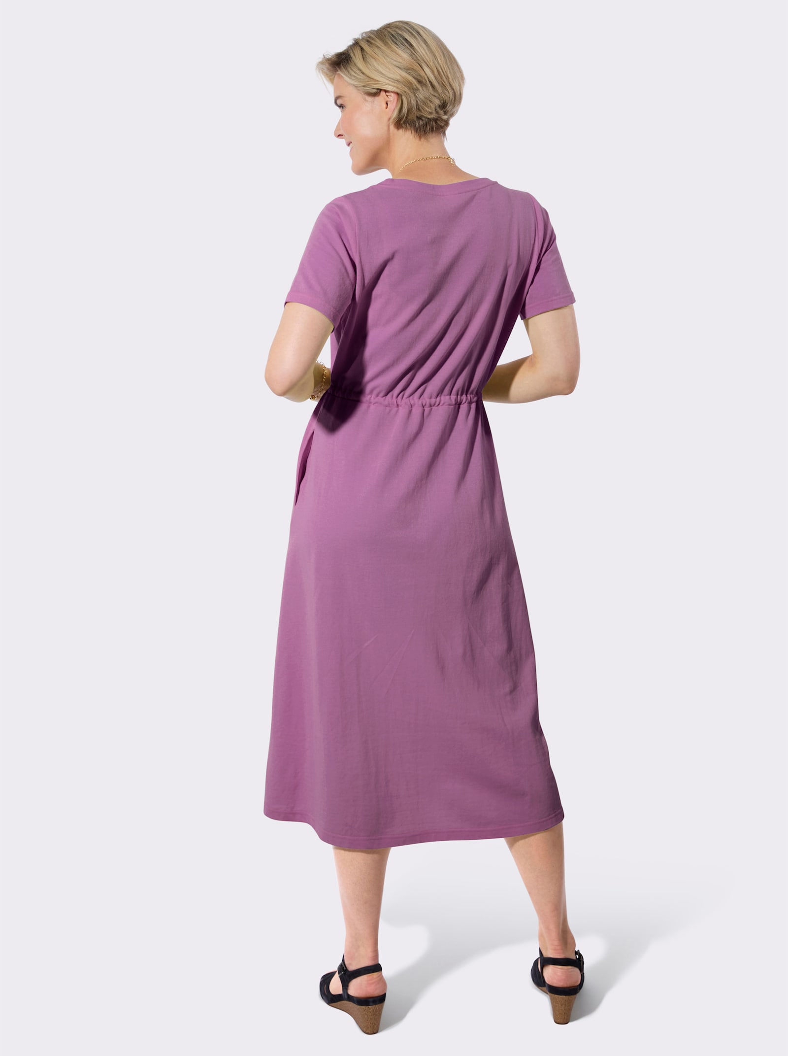 Sommerkleid mit gekräuselte Ausschnitt - violett