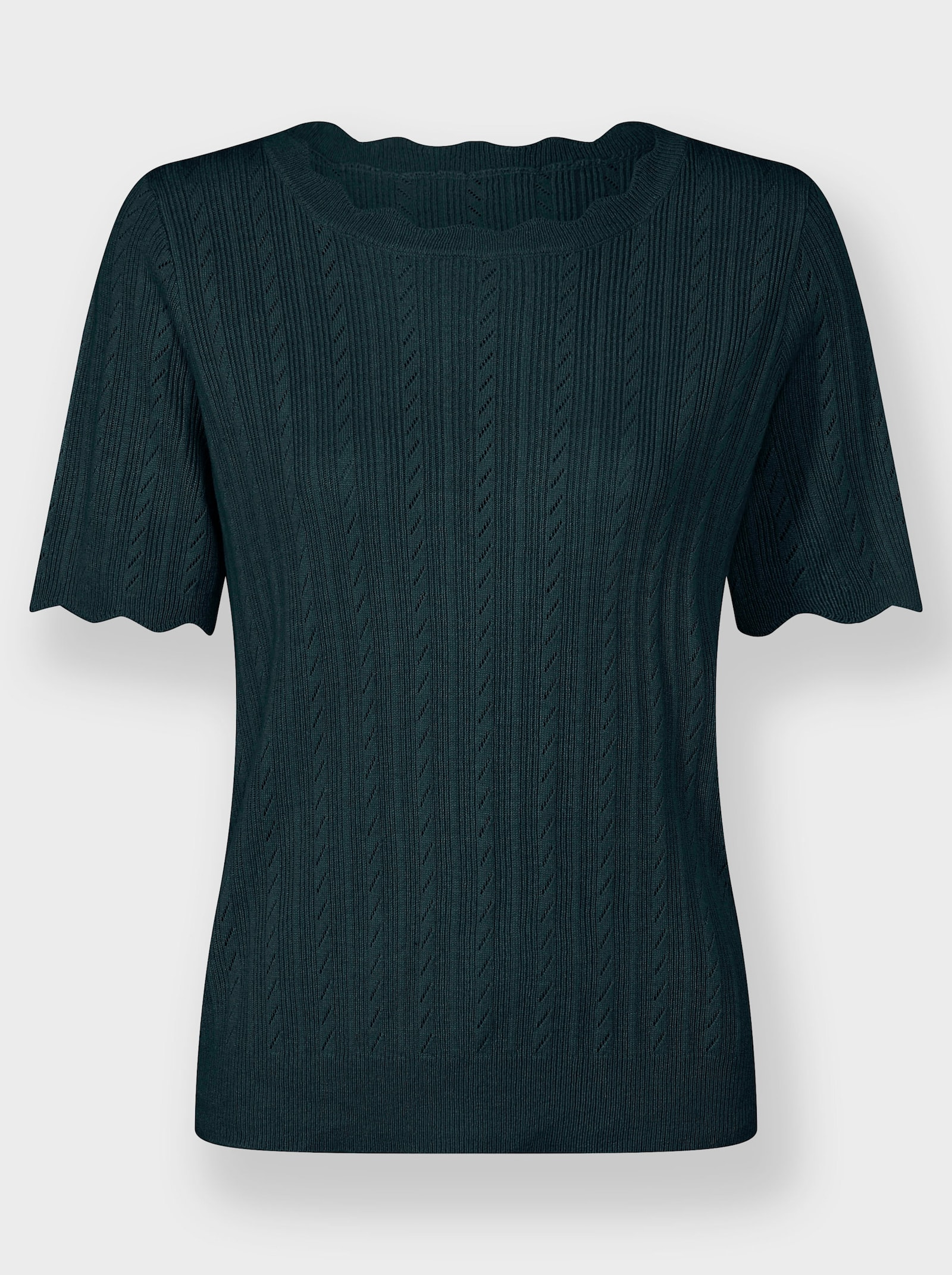 Kurzarmpullover im hochwertigen Garnmix - petrol