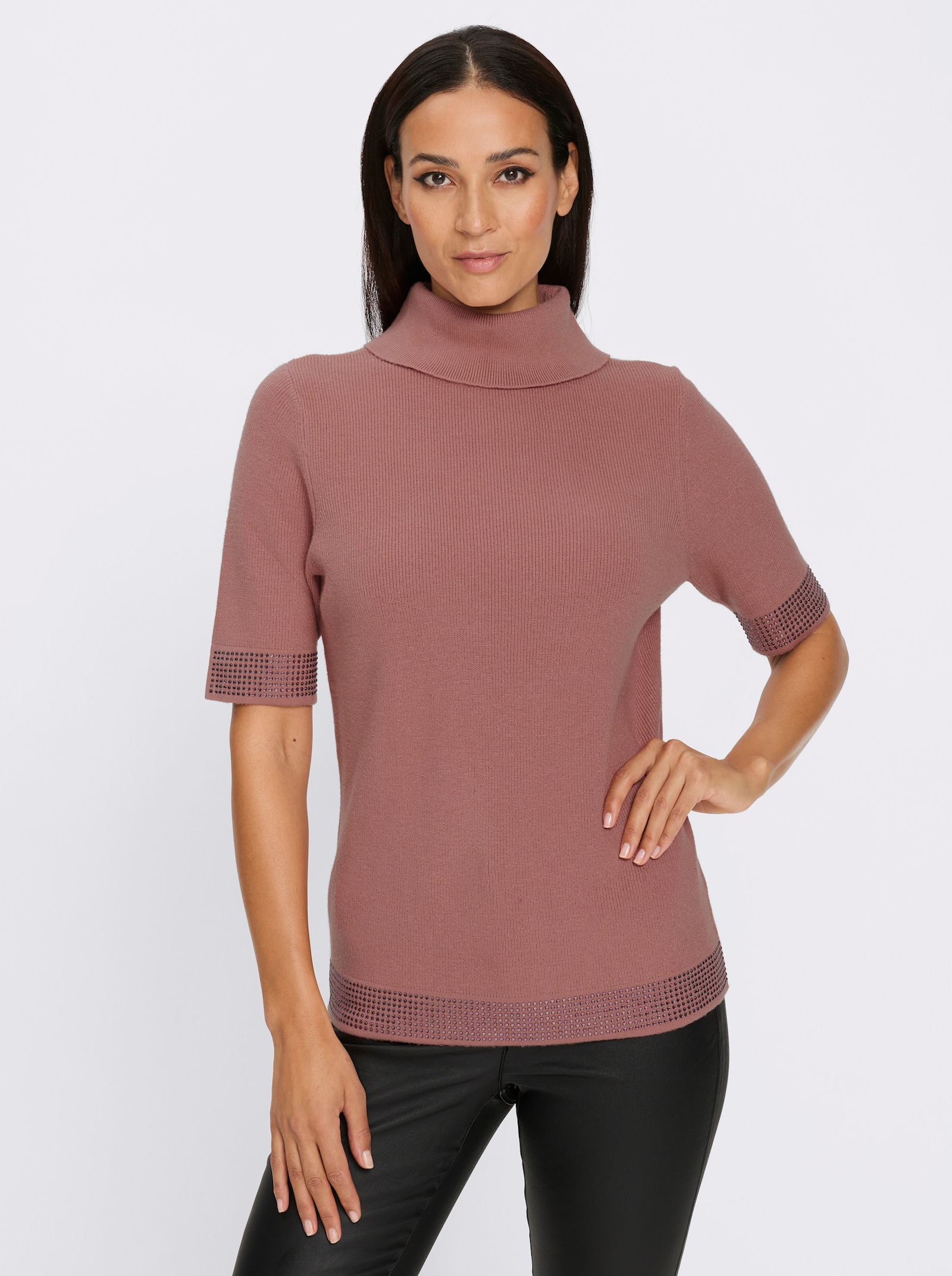 heine Rollkragenpullover mit Glitzereffekten - rosenholz