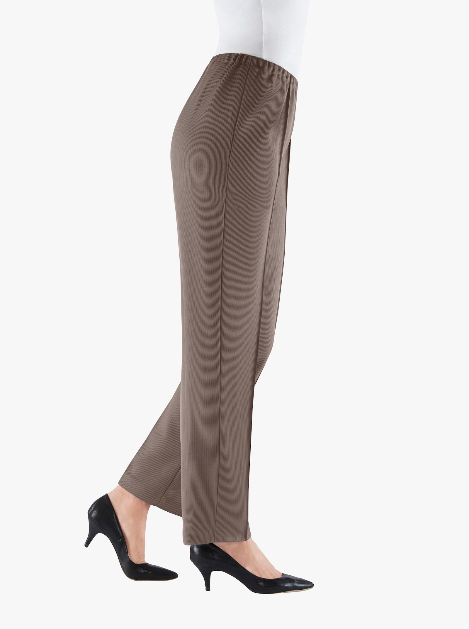  Jerseyhose mit Ripp-Struktur - taupe