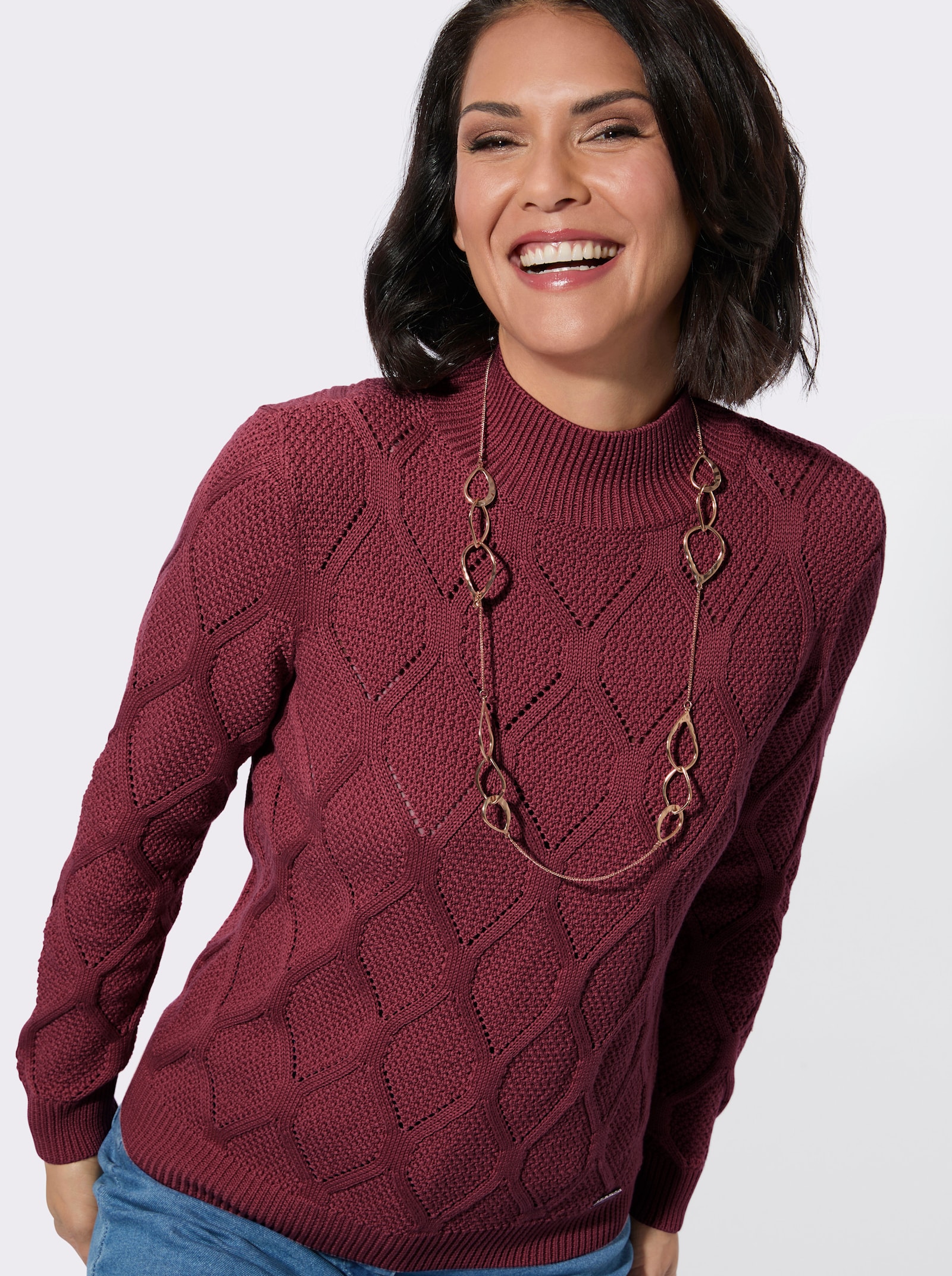 Stehkragenpullover - dunkelrot