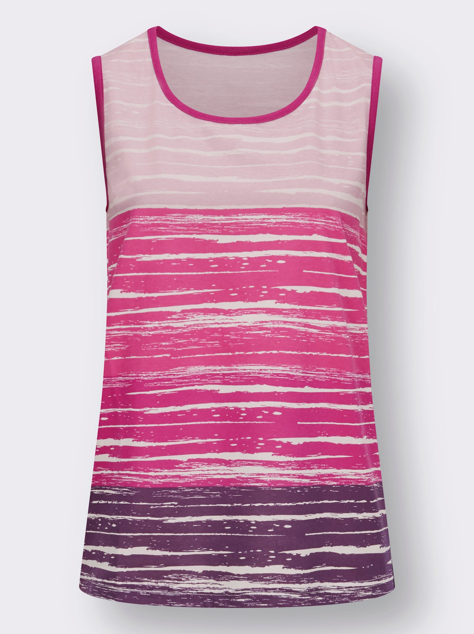 Top rozšířeného střihu - purpurová-růžová-potisk