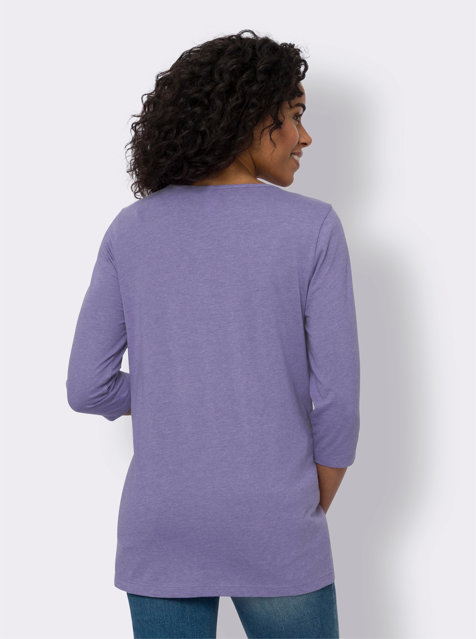 Longshirt mit 3/4-Ärmeln - lavendel-meliert