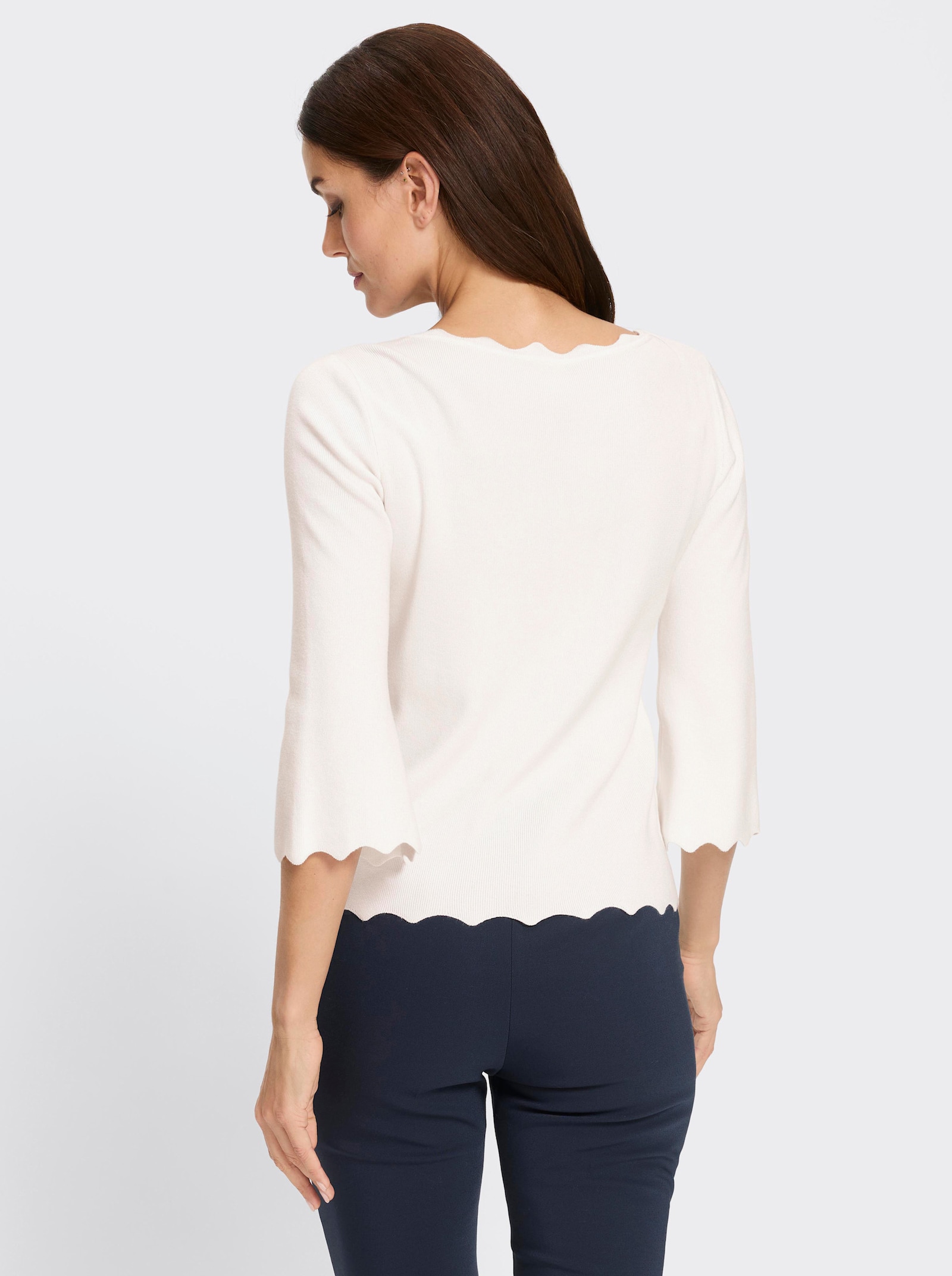 heine Pullover van fijntricot met trompetmouwen - ecru