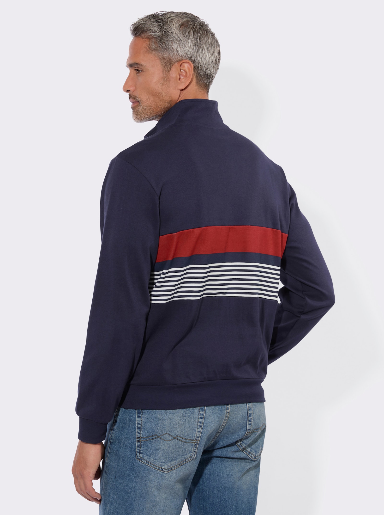 Sweatshirt mit Stehkragen und Reißverschluss - marine