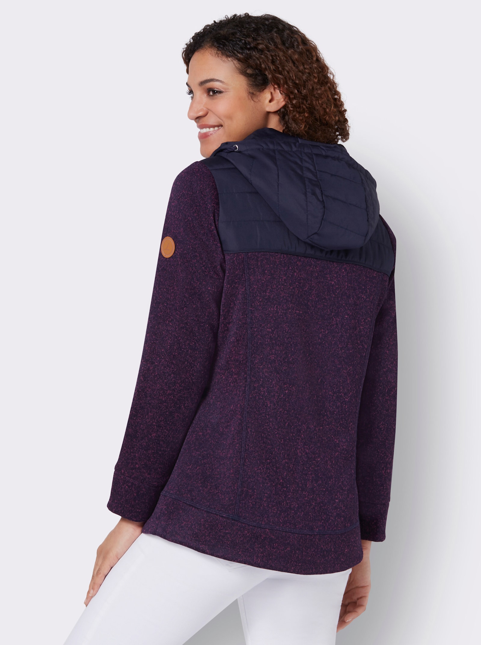 Fleecejacke im Material-Mix - erika-marine-meliert