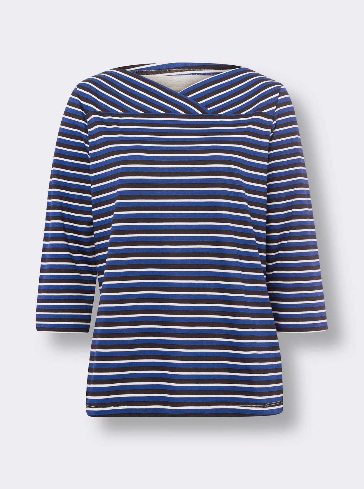 Shirt met 3/4-mouw - marine/koningsblauw gestreept