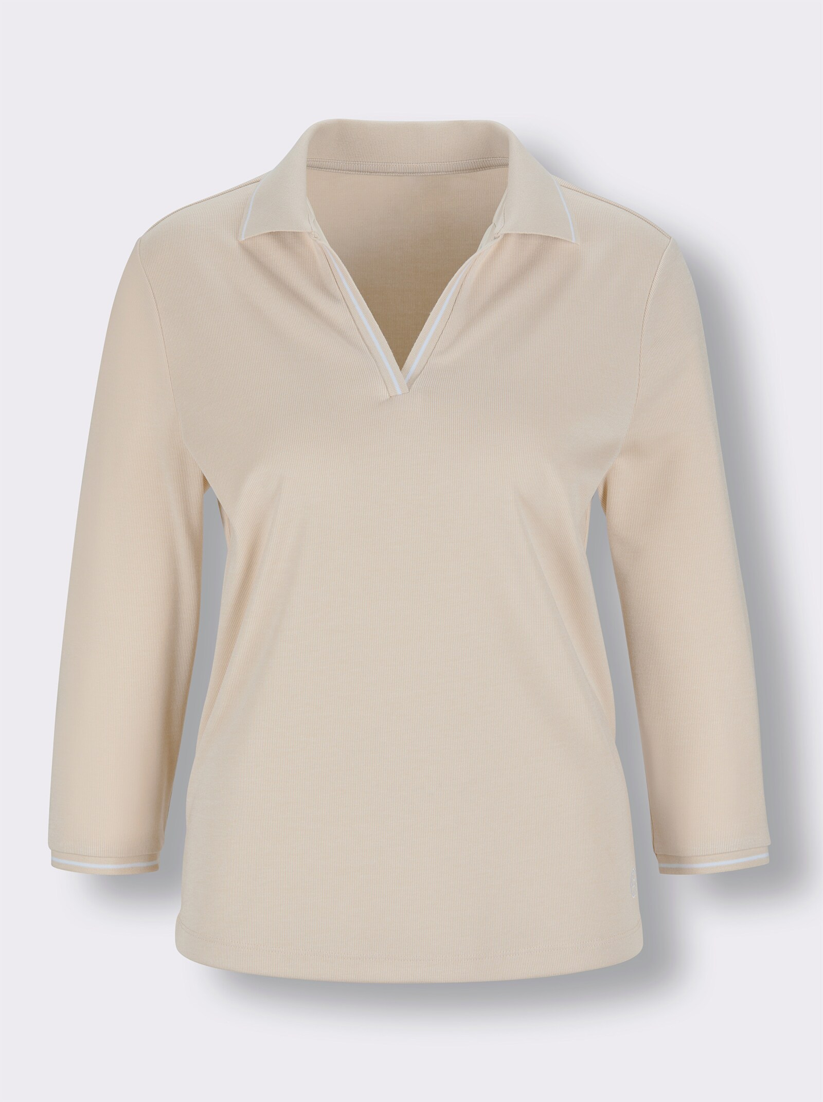 CREATION L PREMIUM Poloshirt mit Kontrastdetails - sand