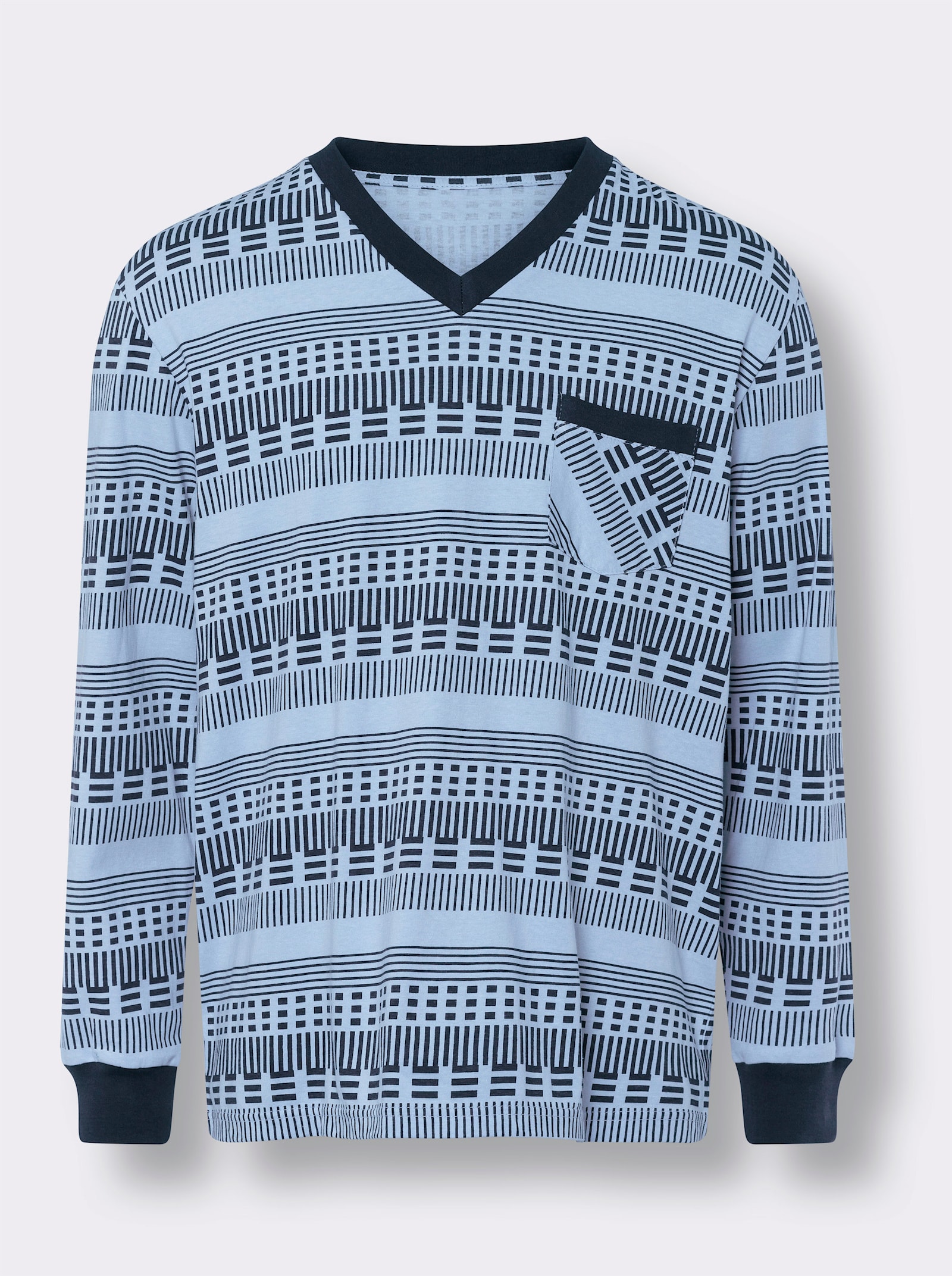 Schlafanzug - eisblau-dunkelblau-bedruckt