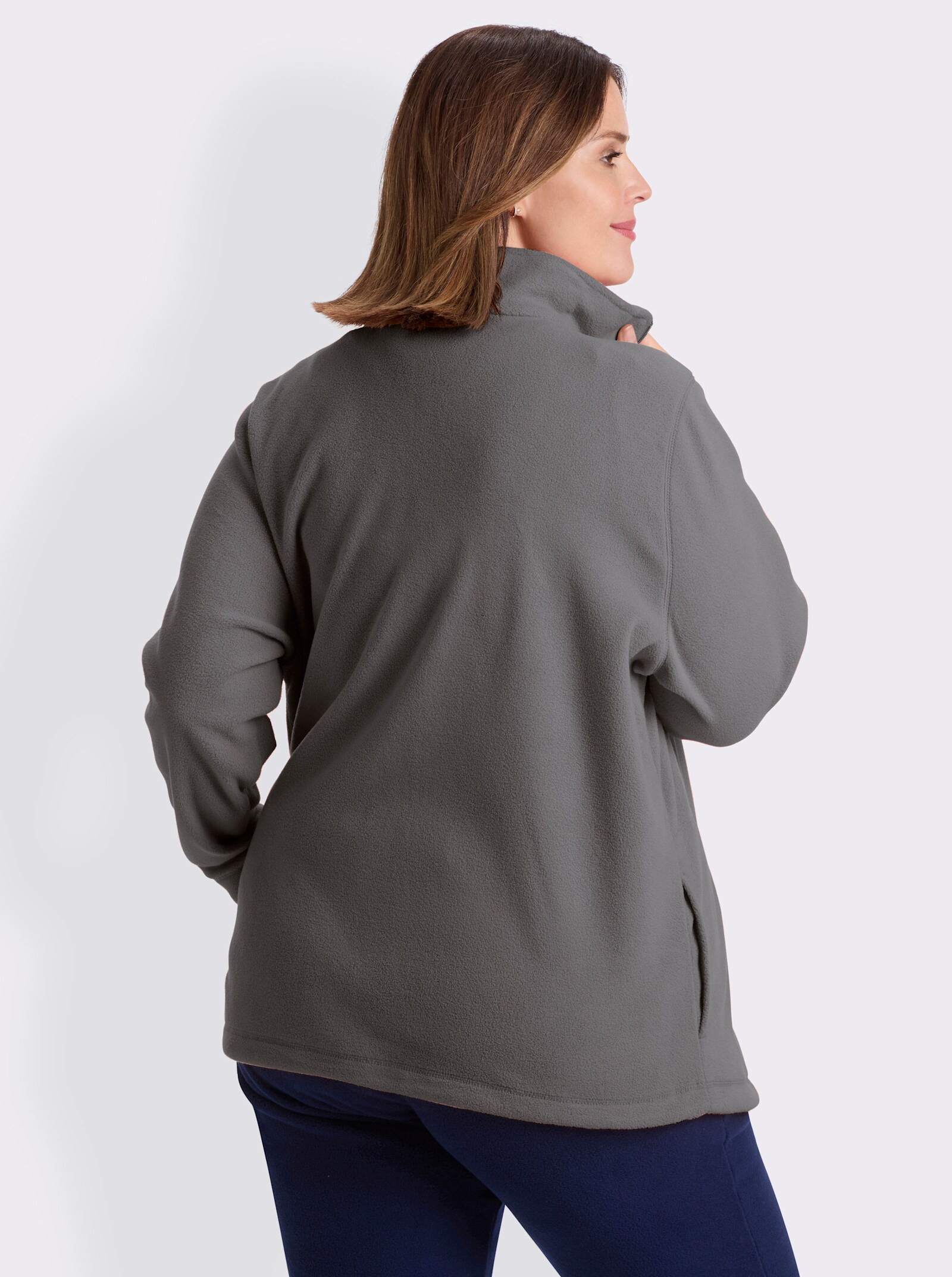 Fleecejacke Kordeldurchzug am Saum - grau