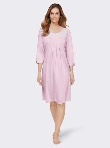 Ascafa Nachthemd mit Satin-Einsatz - rosé