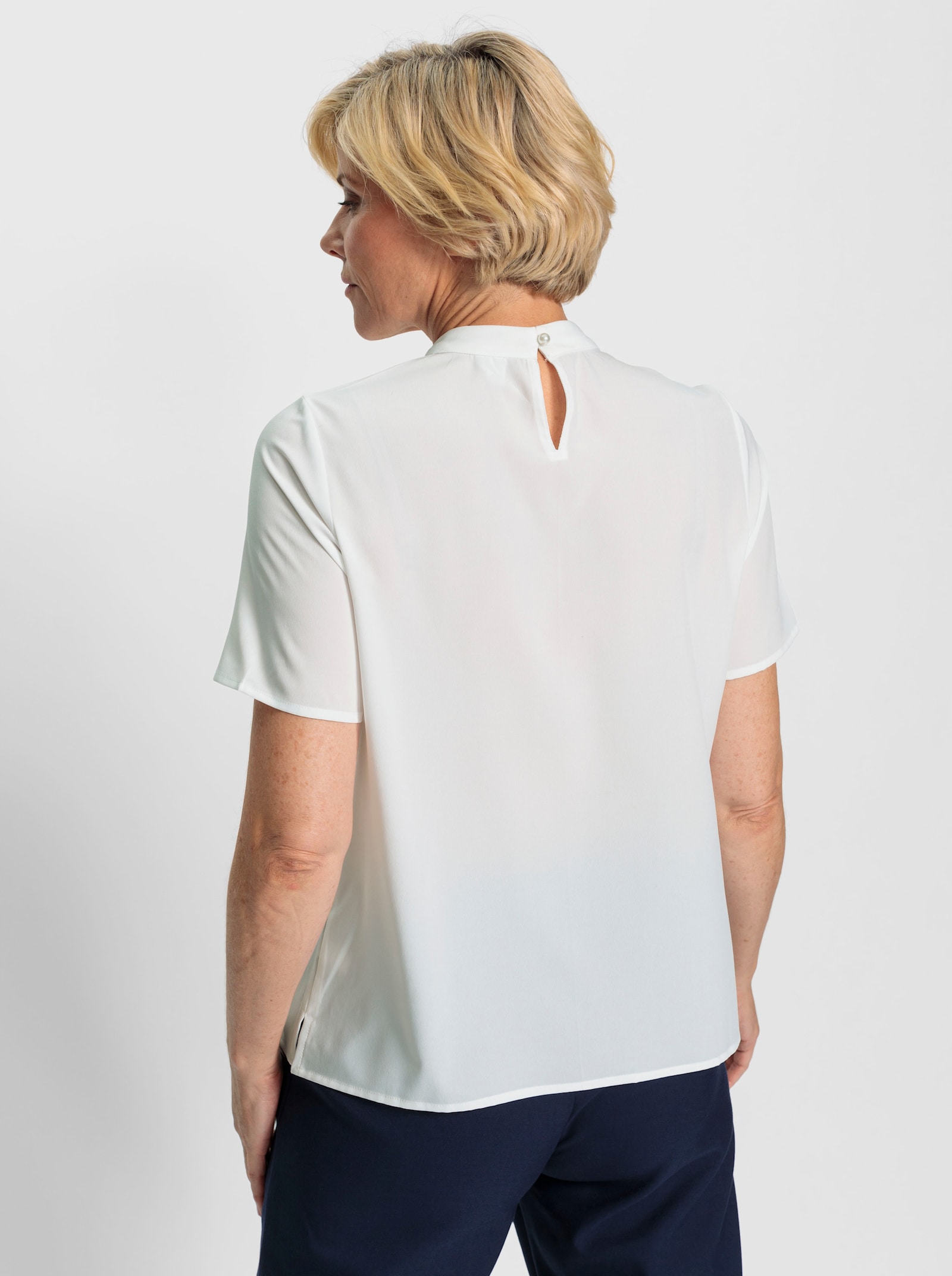 Schlupfbluse mit Knotendetail - weiß