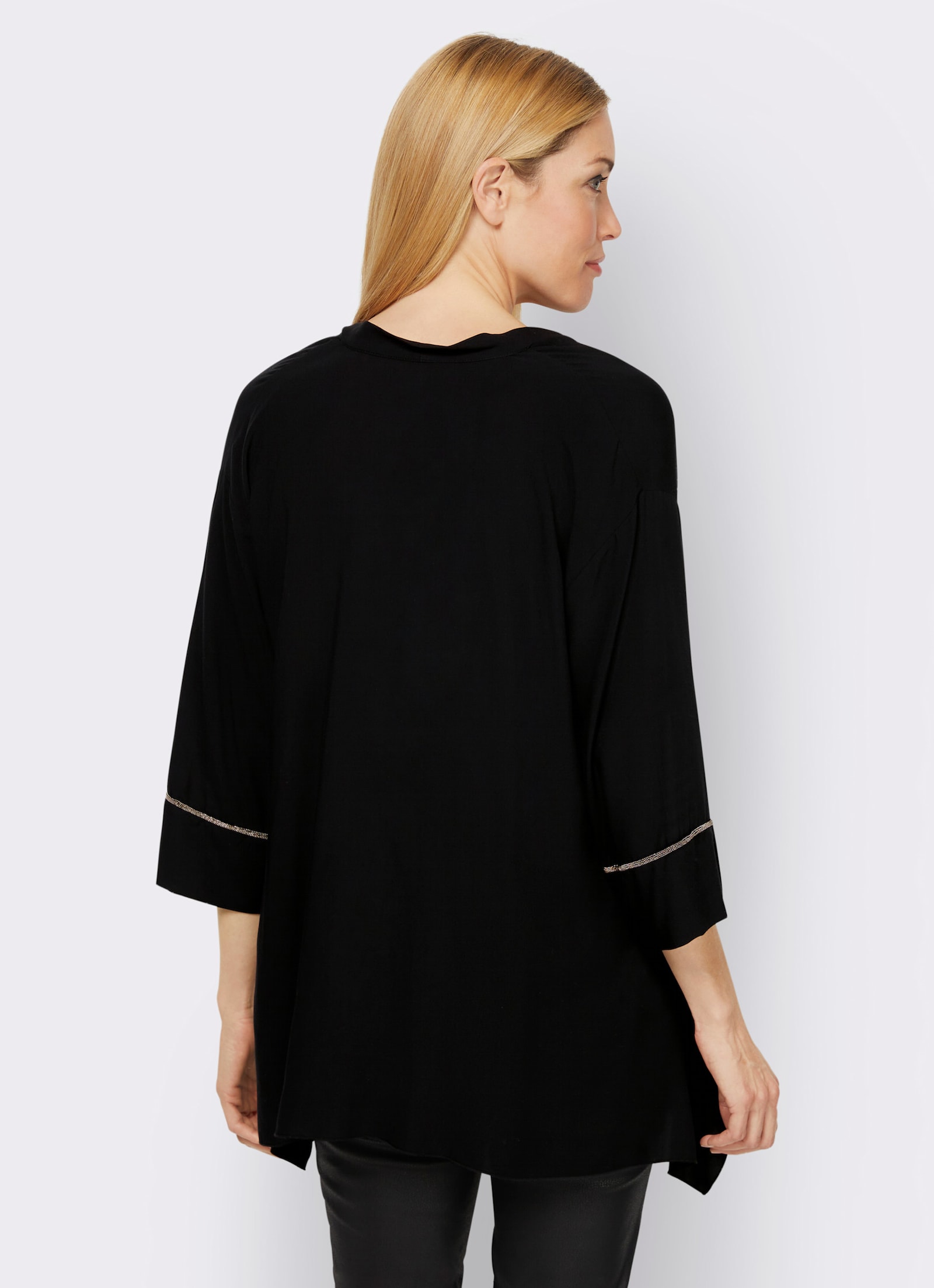 heine Schlupf-Bluse mit V-Ausschnitt - schwarz