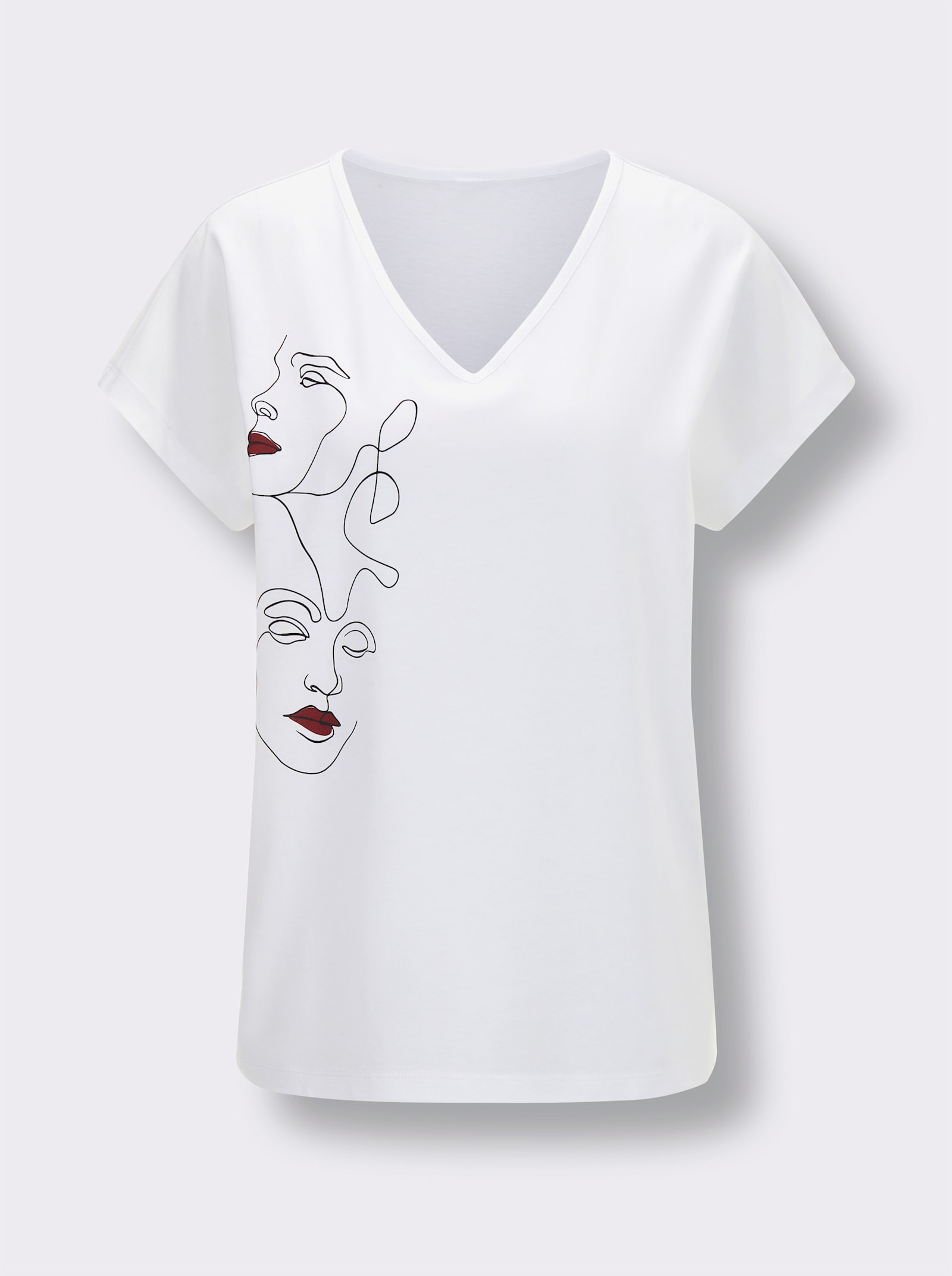 wäschepur Shorty mit platziertem Print - weiß-schwarz