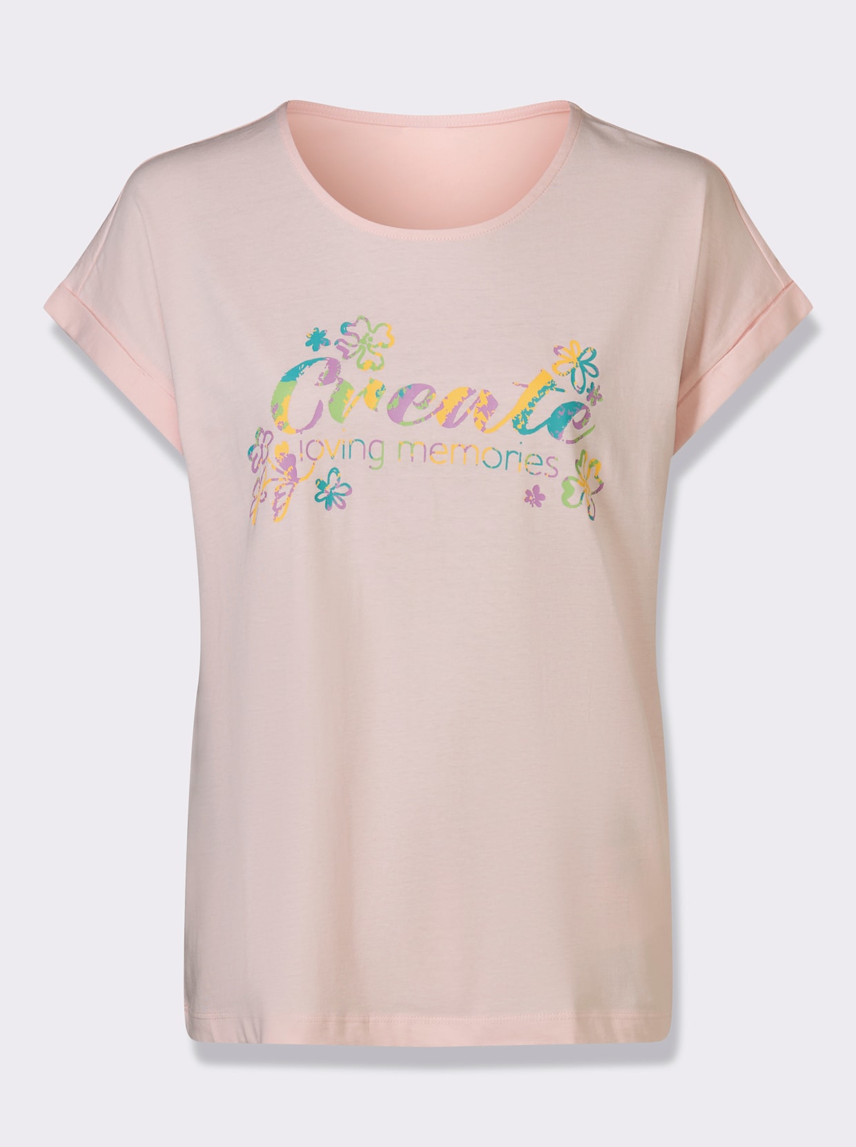 Kurzarmshirt - hellrosé-gelb