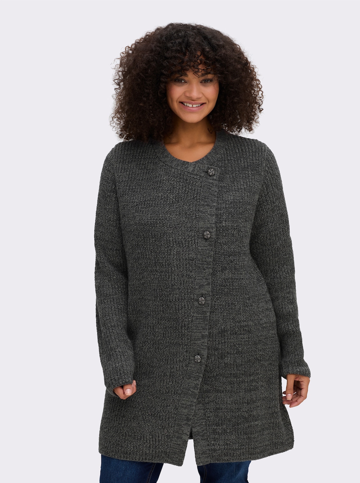 sheego Strickjacke - graphit-meliert