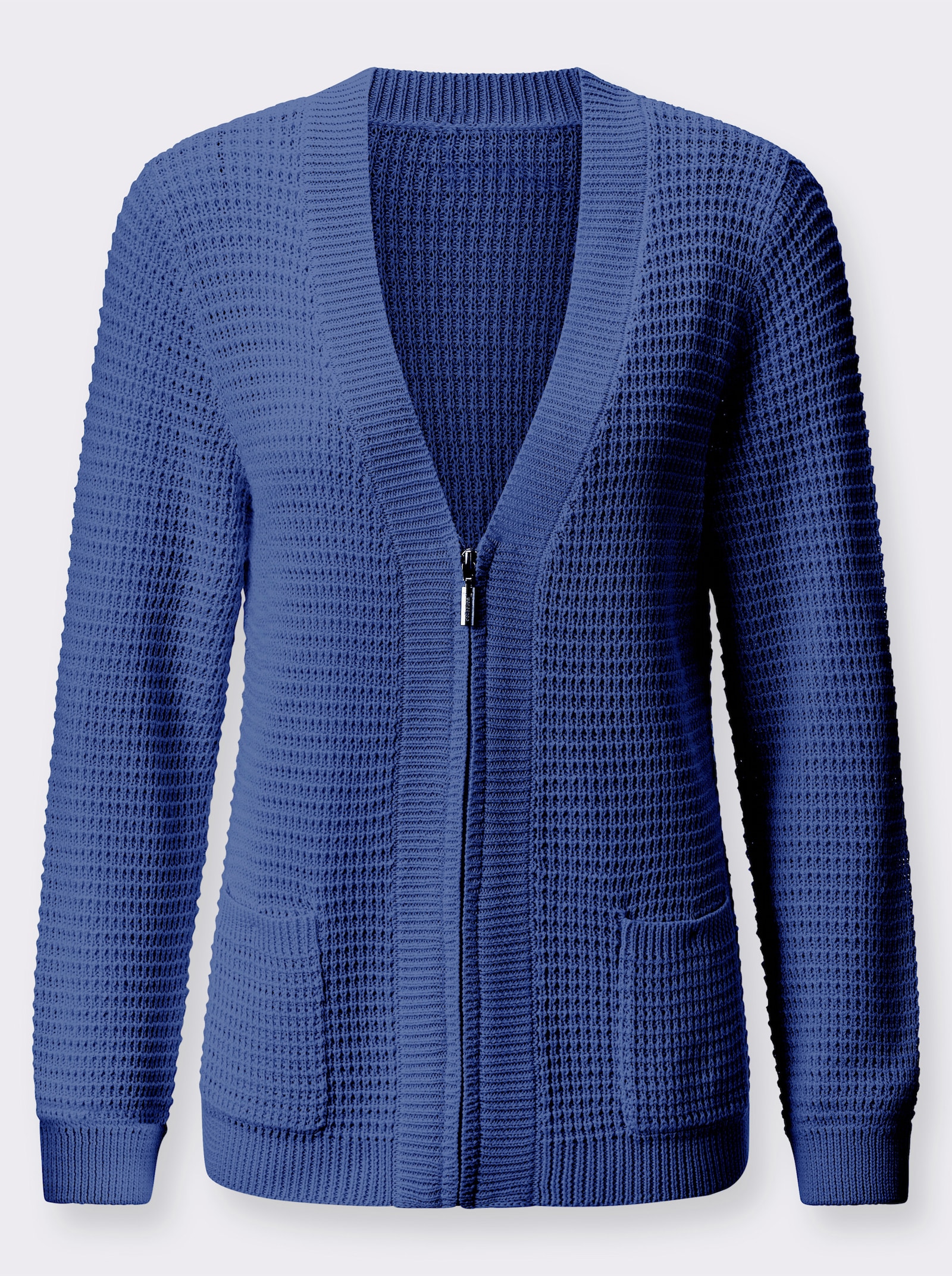 Strickjacke mit Reißverschluss - royalblau