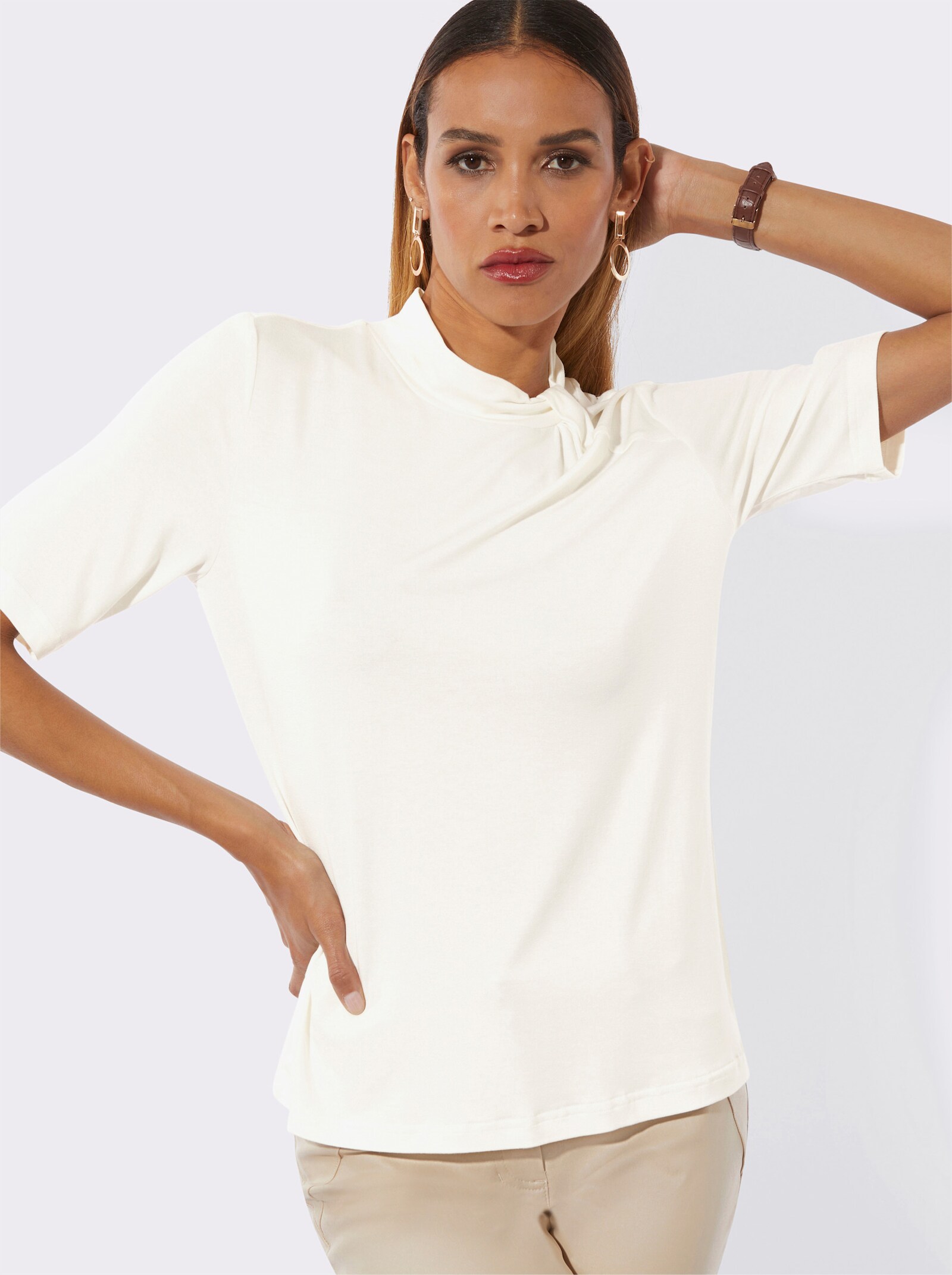 Stehkragenshirt - ecru