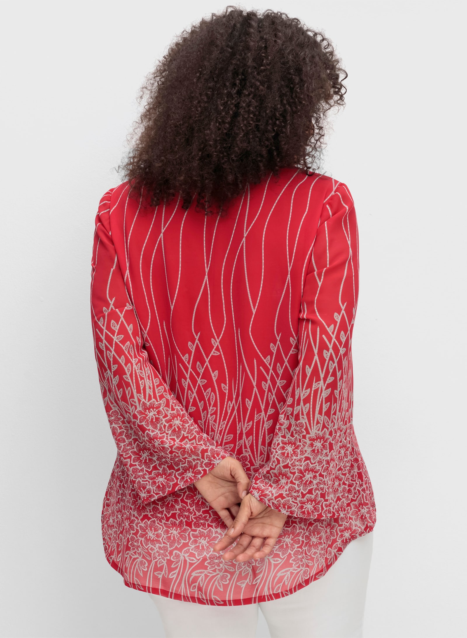 sheego by Joe Browns Tuniek van chiffon, met ondershirt - rood gedessineerd