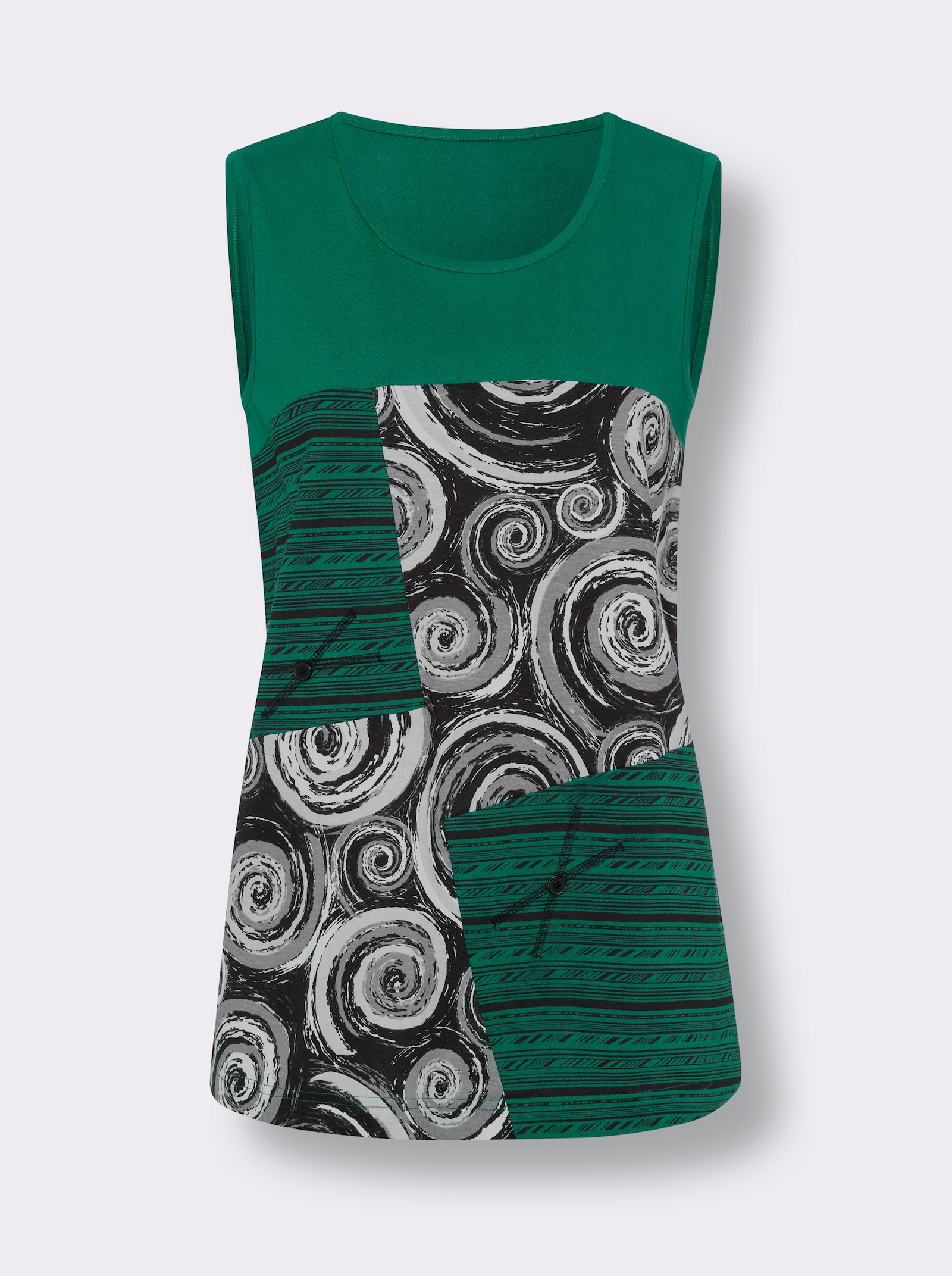 Shirttop in längerer, ausgestellter Form - grün