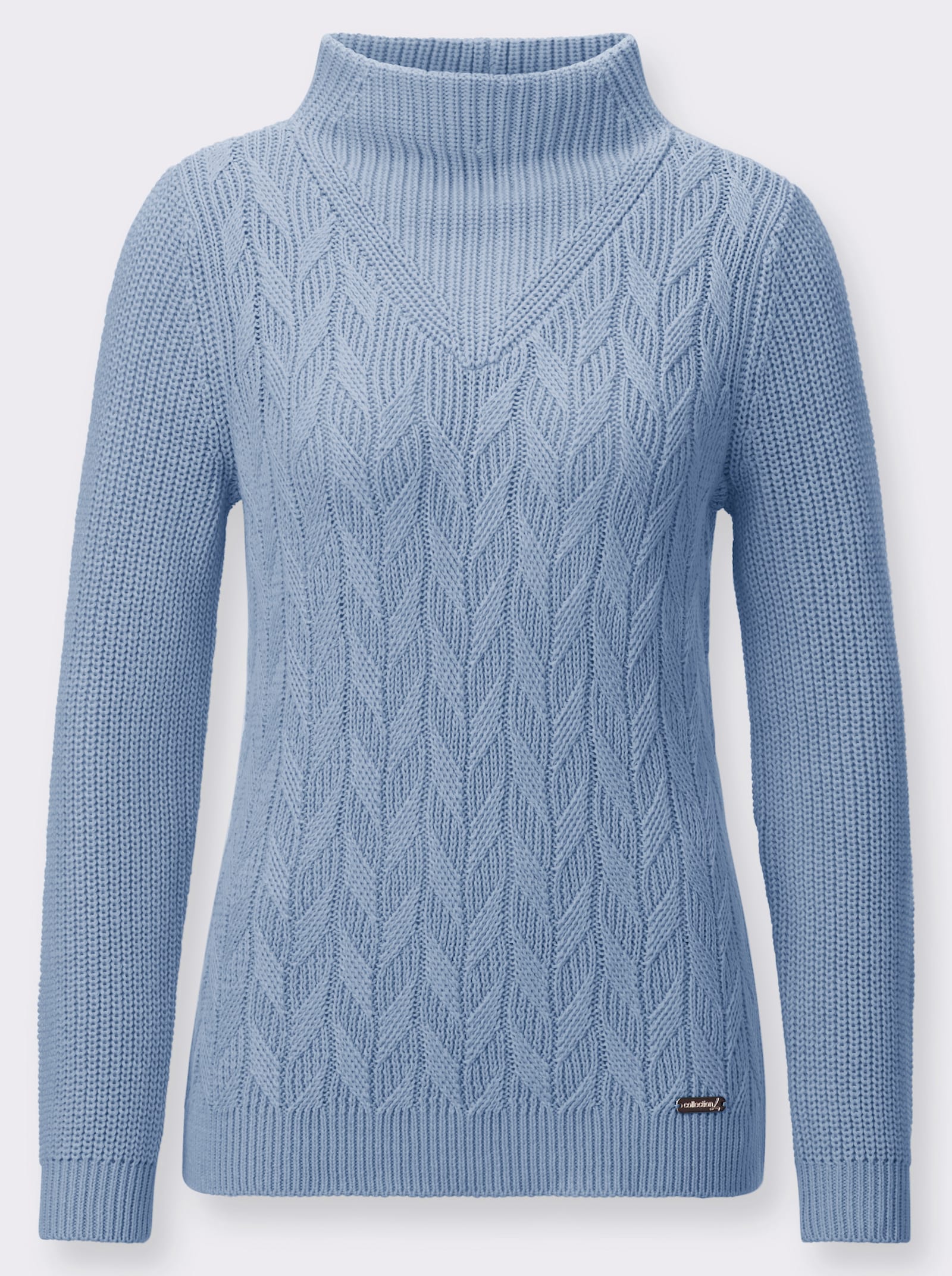 Langarm-Pullover mit Zopfmuster - bleu