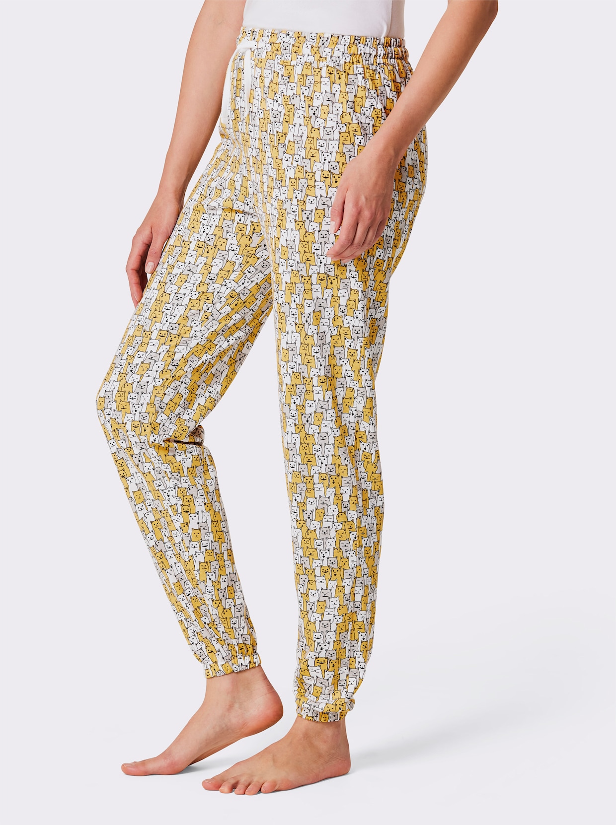 wäschepur Pyjama-Broek - wit/geel bedrukt