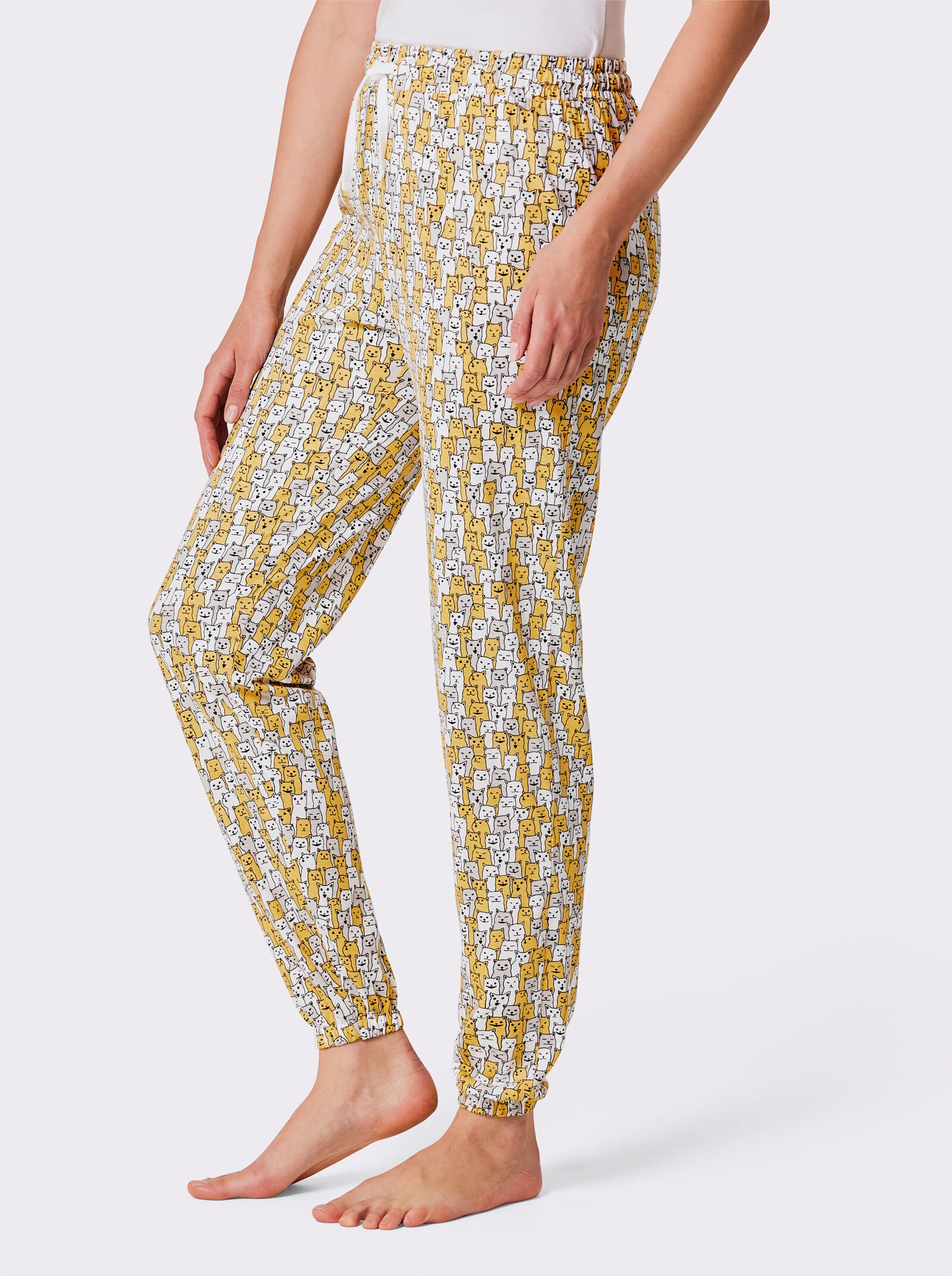 wäschepur Schlafanzug-Hose - weiss-gelb-bedruckt