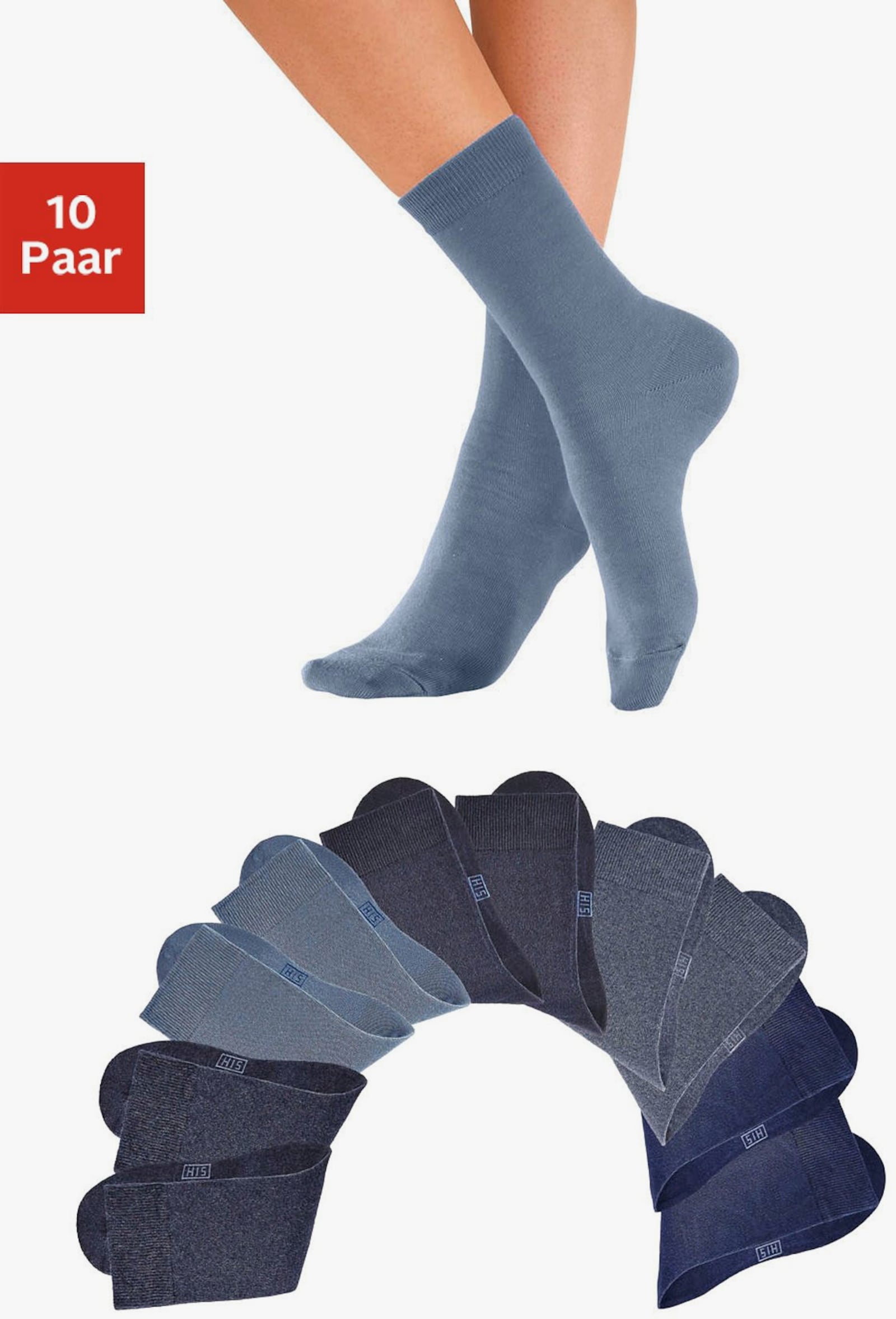 H.I.S Freizeitsocken - 2x marine, 2x dunkeljeans meliert, 2x helljeans meliert, 2x jeans, 2x dunkelblau
