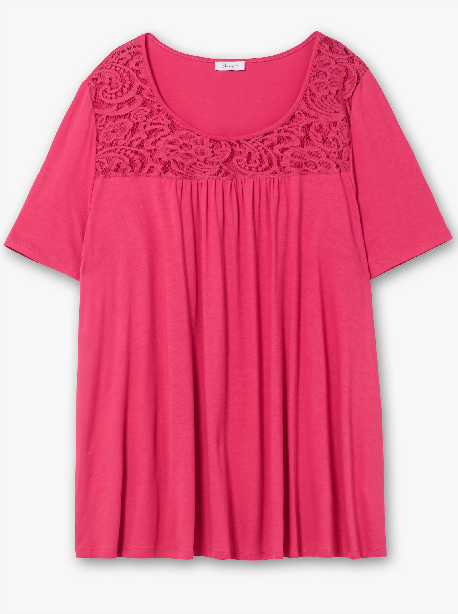 sheego Lang shirt met kanten pas - sorbet pink