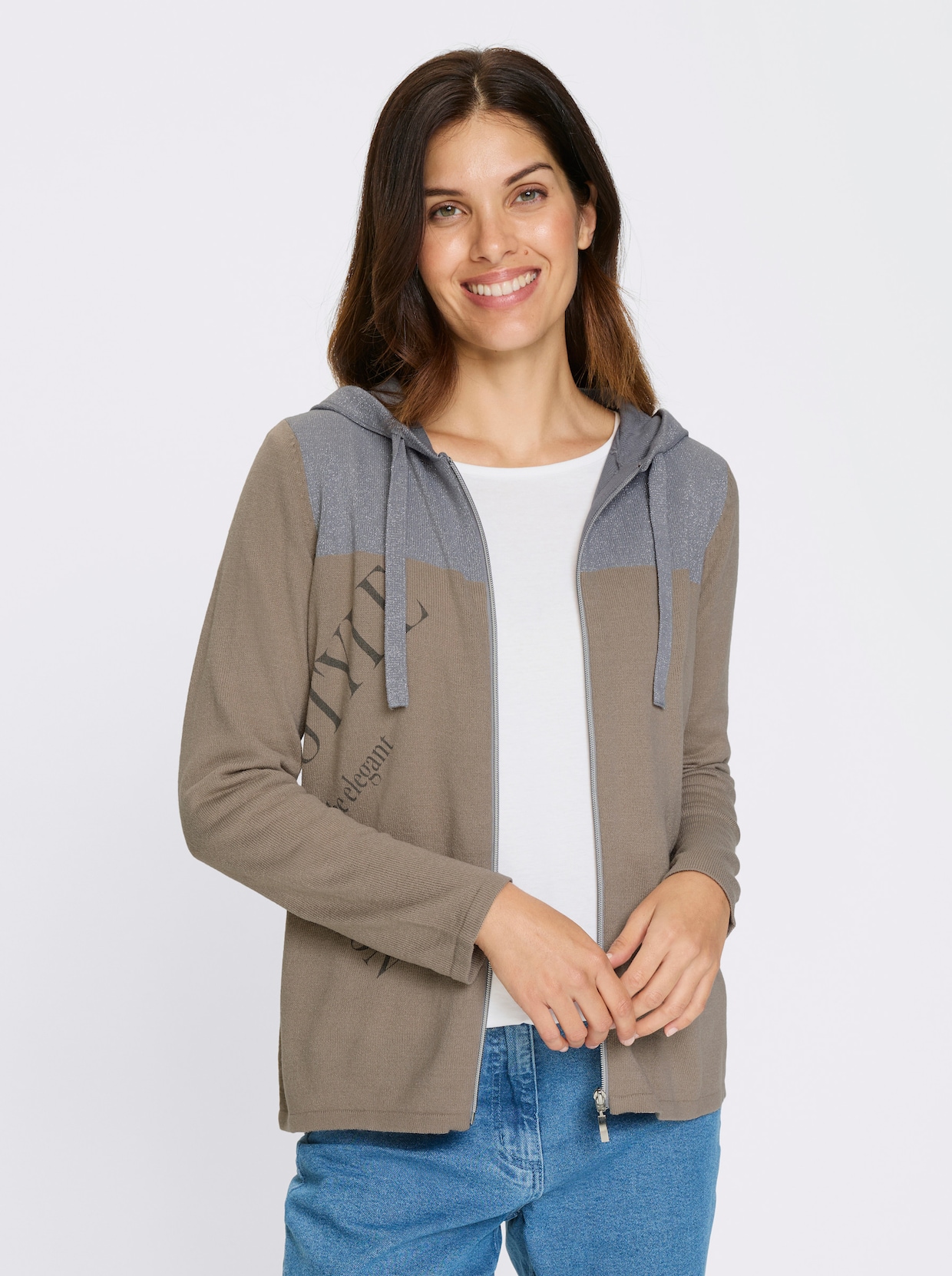 Strickjacke - sesam-steingrau