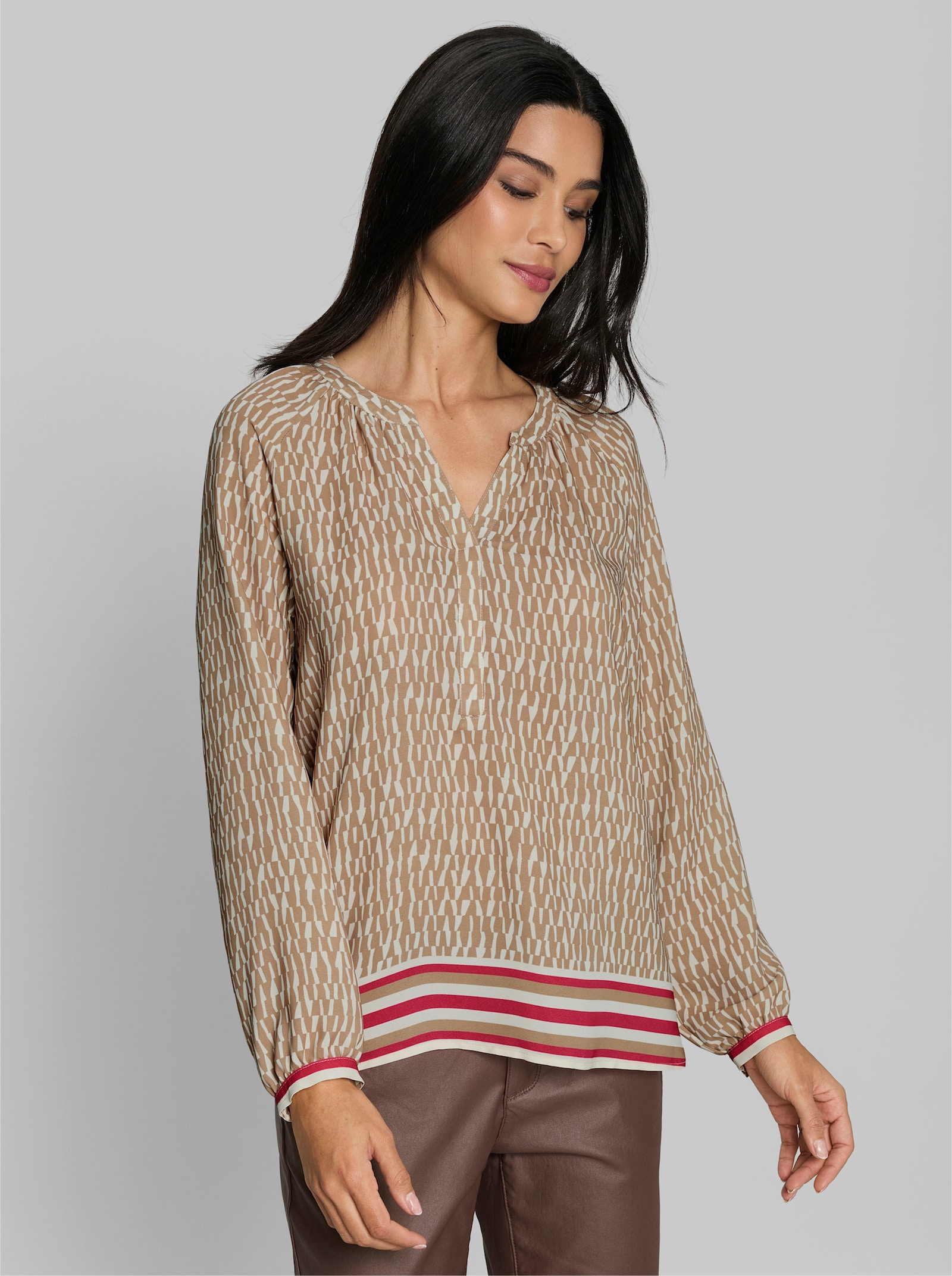 heine Schlupfbluse mit Druck-Dessin - camel-champagner-bedruckt