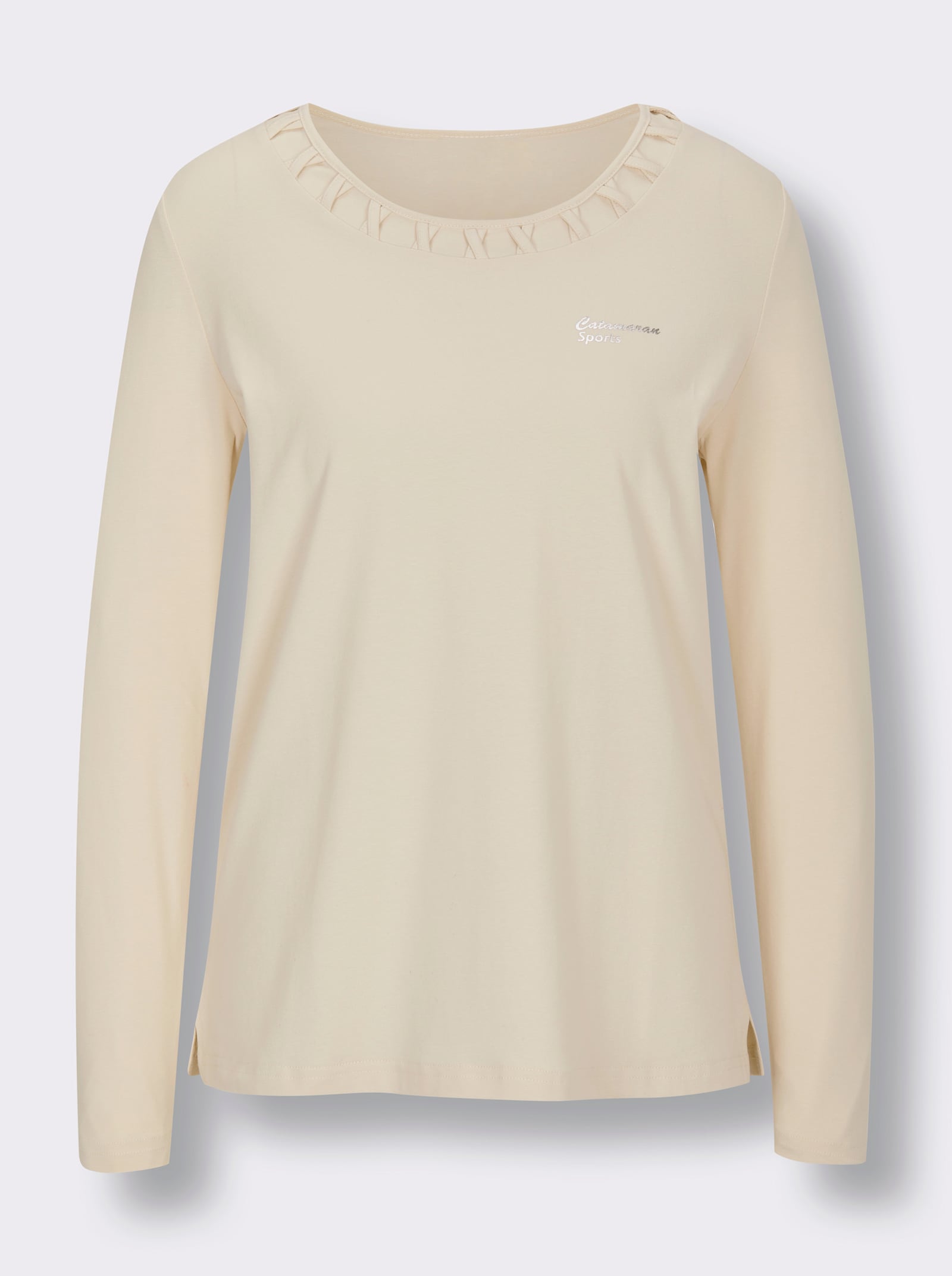 Catamaran Sports Vrijetijdsshirt met decoratieve bies - champagne