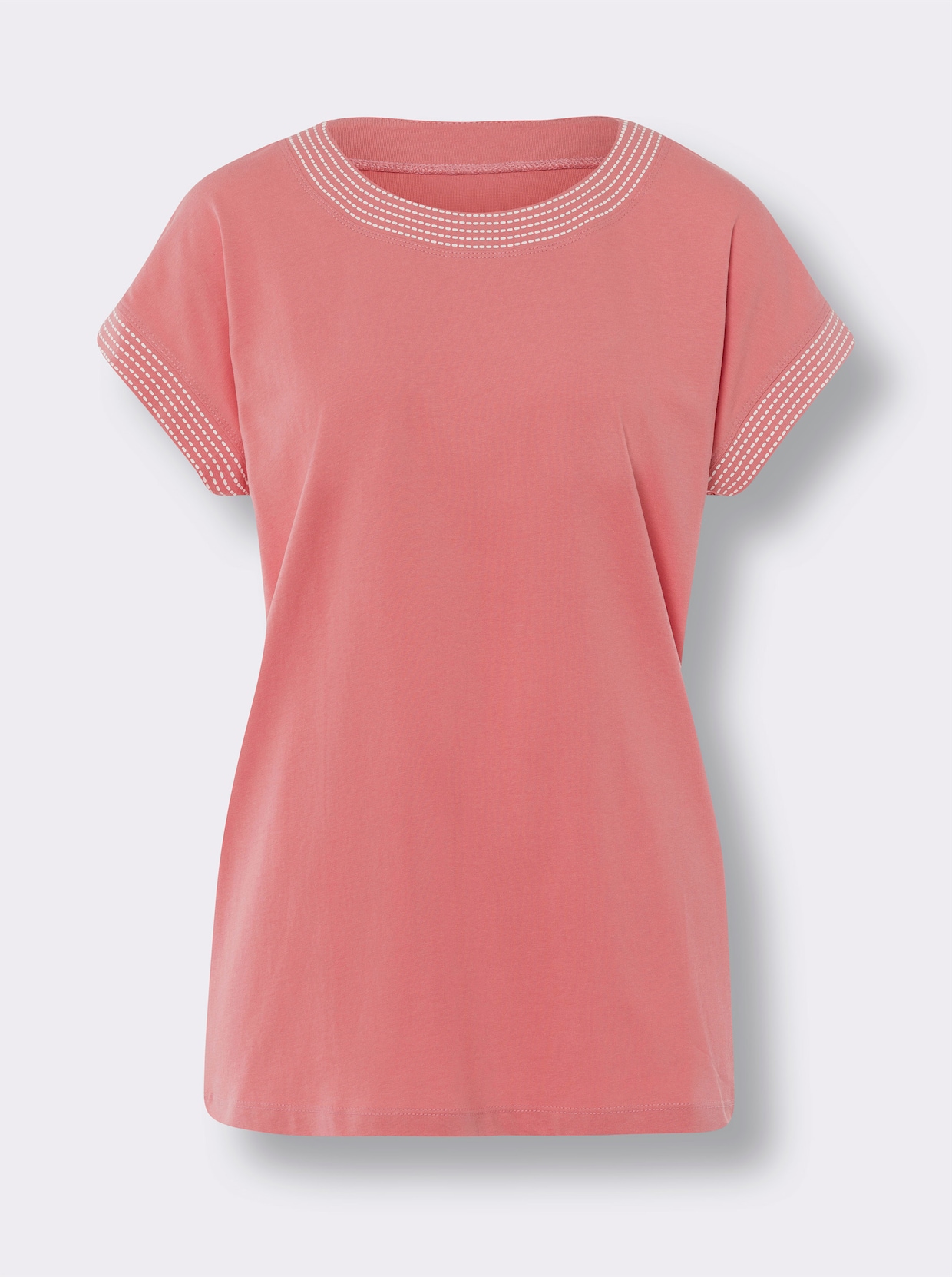 Shirt met ronde hals - flamingo/ecru