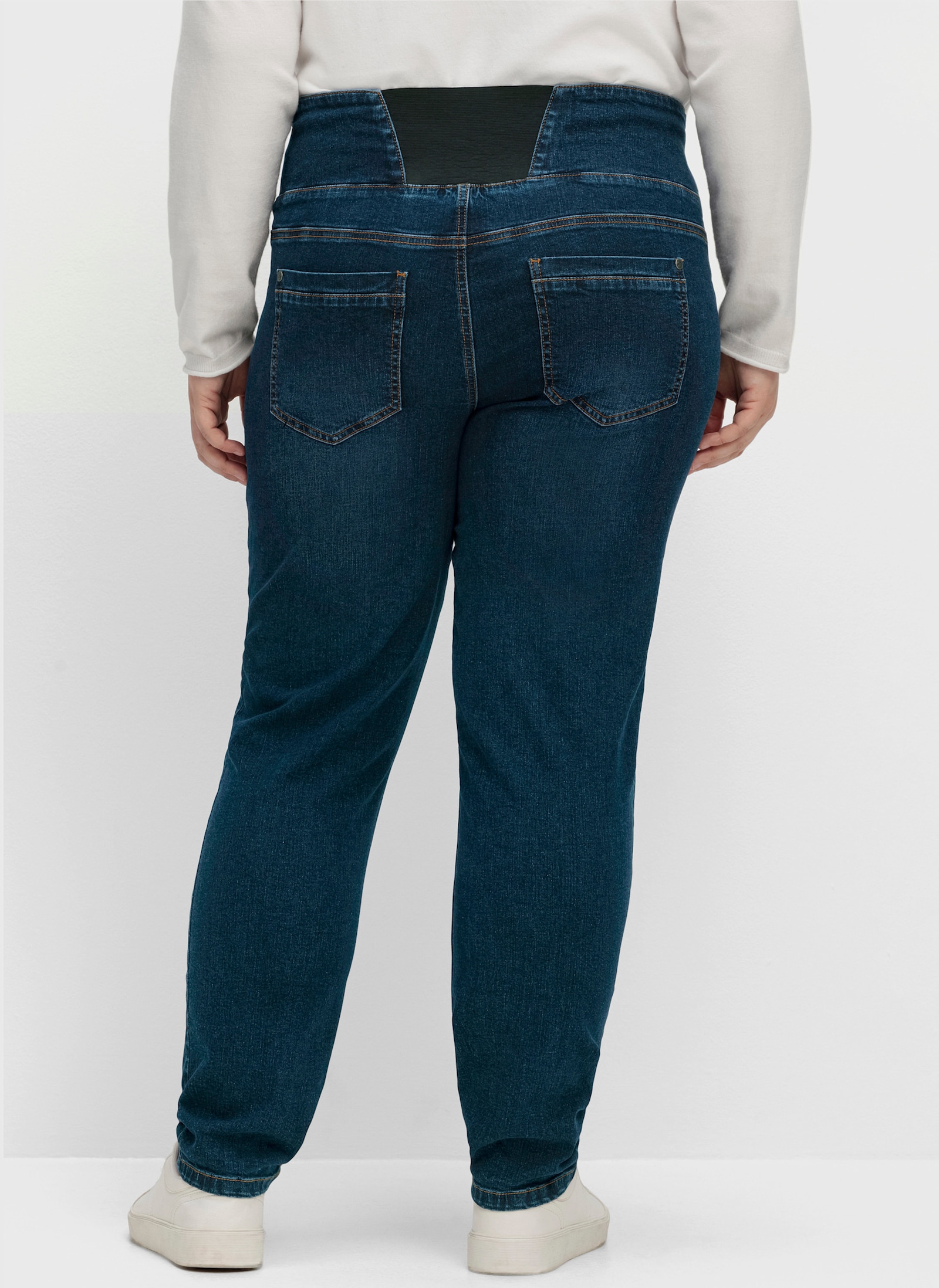 sheego High waist jeans in smal model - dark blue denim