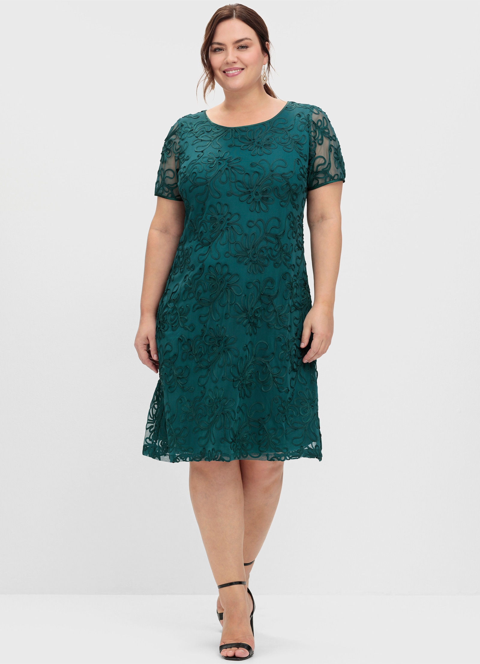 sheego Cocktailkleid mit Zierborten - petrol