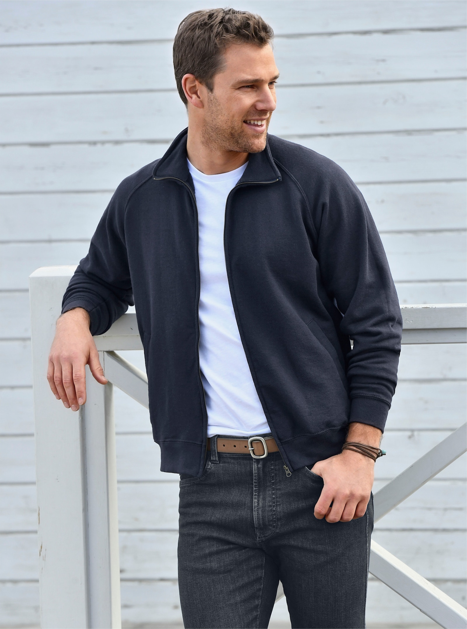 Fruit of the Loom Premium-Sweatjacke - dunkelblau