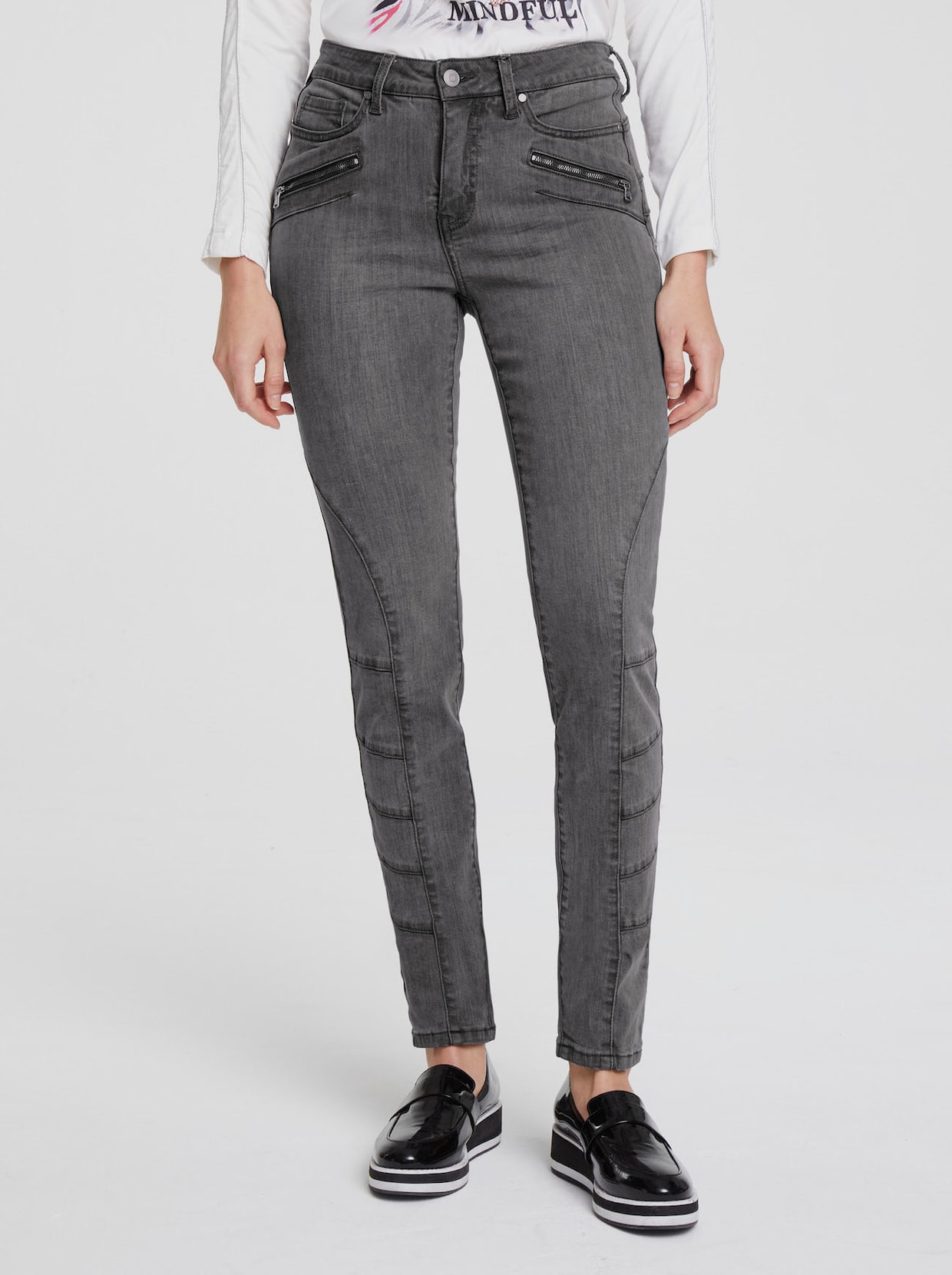 heine Jeans effet ventre plat - pierre grise