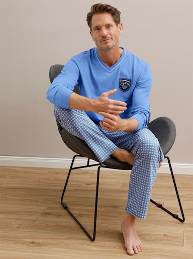 wäschepur men Schlafanzug-Shirt - mittelblau