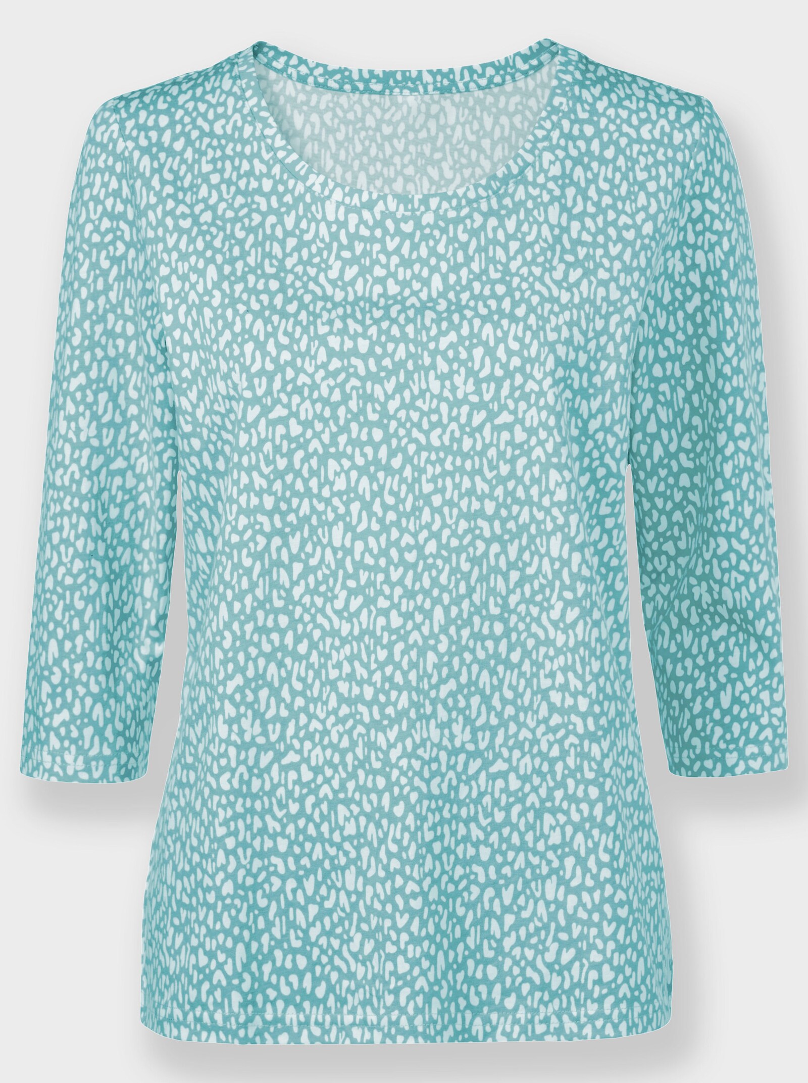 3/4-Arm-Shirt mit Minimal-Druck - weiß-ozean-bedruckt