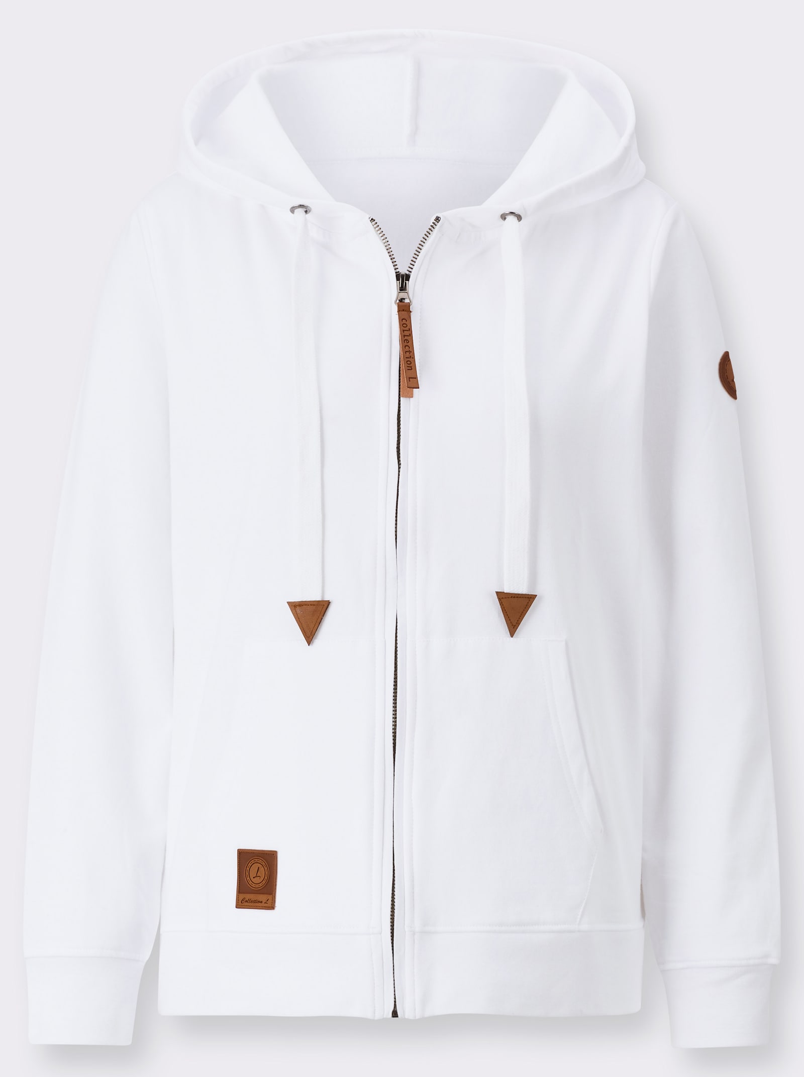 Sweatjacke mit Känguru-Tasche - weiß